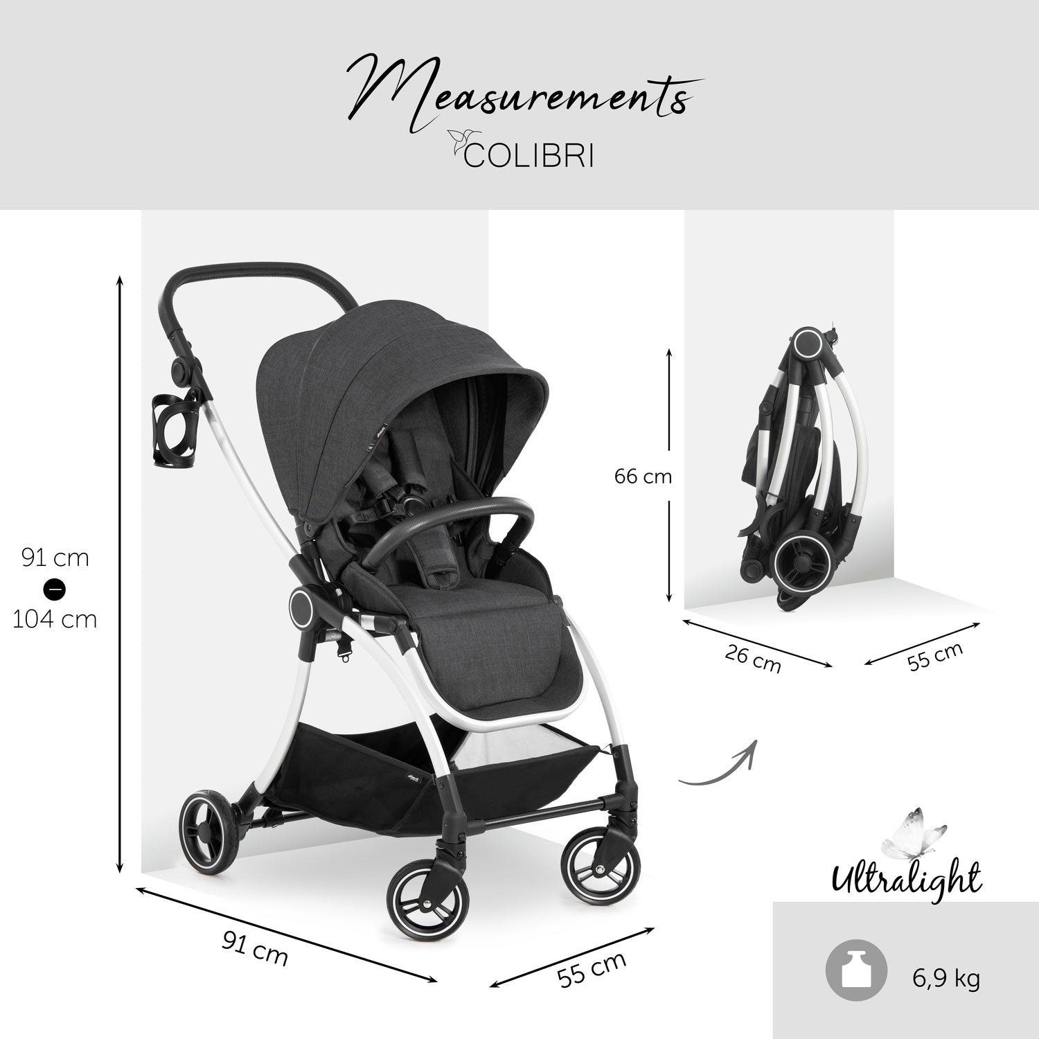 Hauck Eagle Colibri Lightweight City Stroller Black#color_black-melange