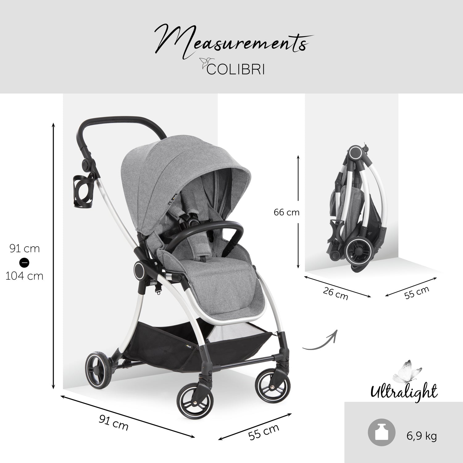 Hauck Eagle Colibri Lightweight City Stroller Grey#color_grey-melange