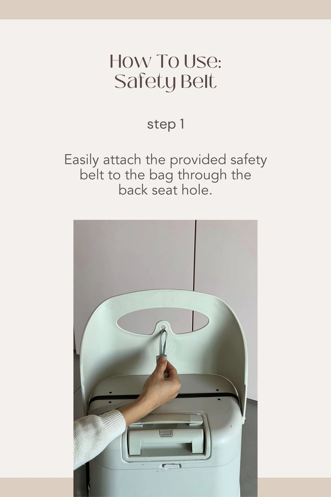 miamily luggage instructions on safety belt