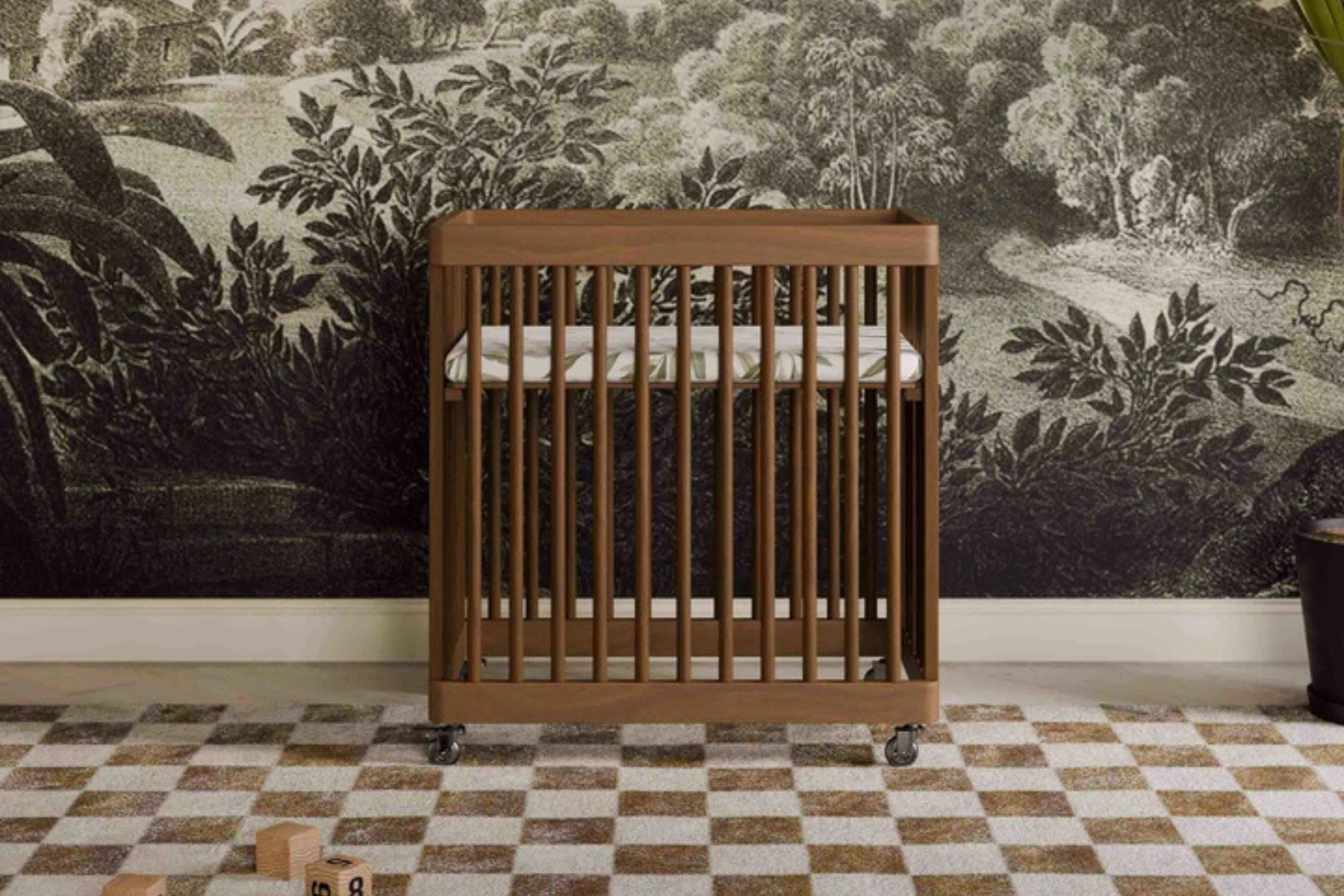 Babyletto natural walnut pogo 8-in-1-convertible crib bassinet#color_walnut