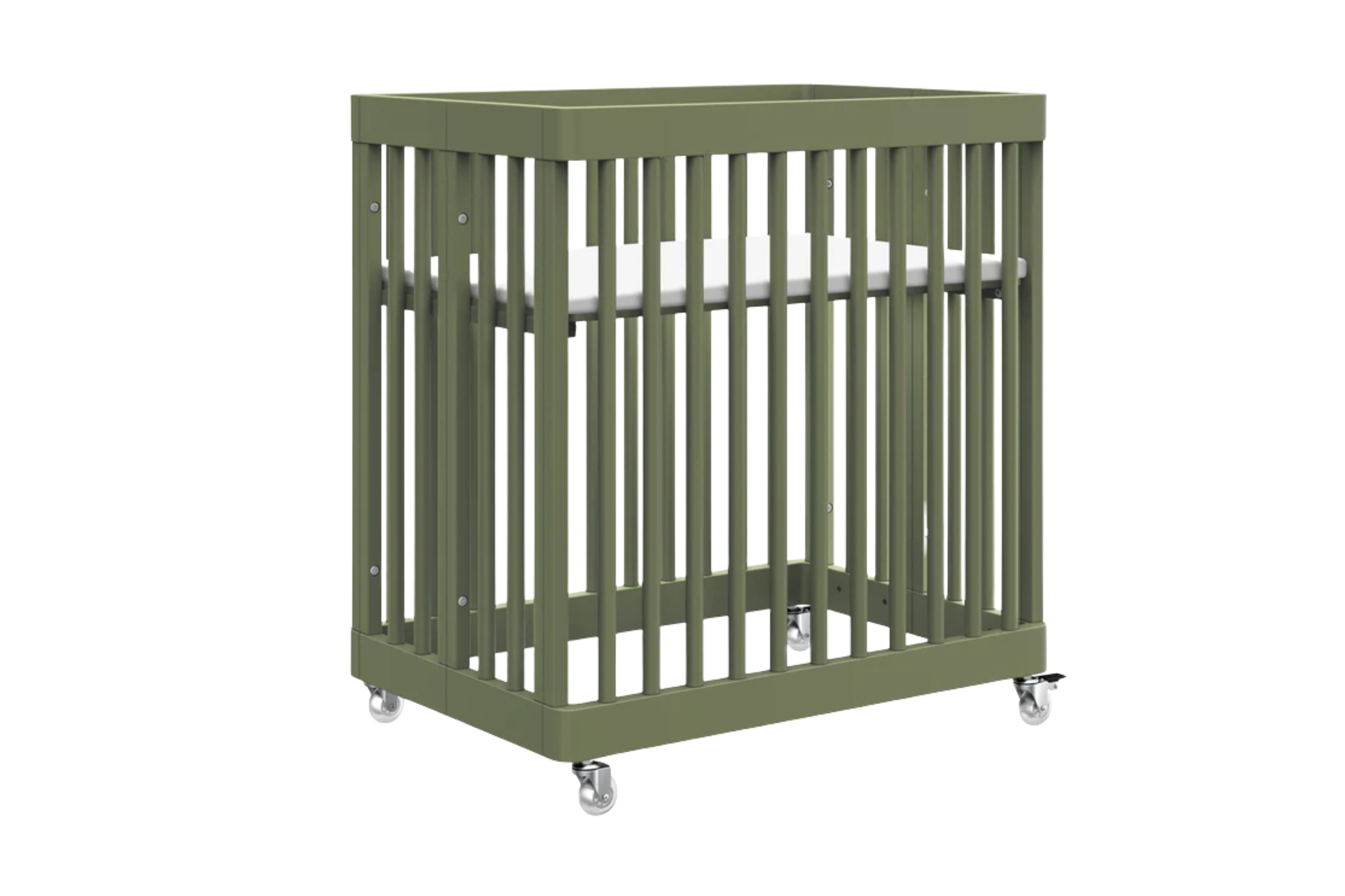 Babyletto olive pogo 8-in-1-convertible crib bassinet configuration#color_olive