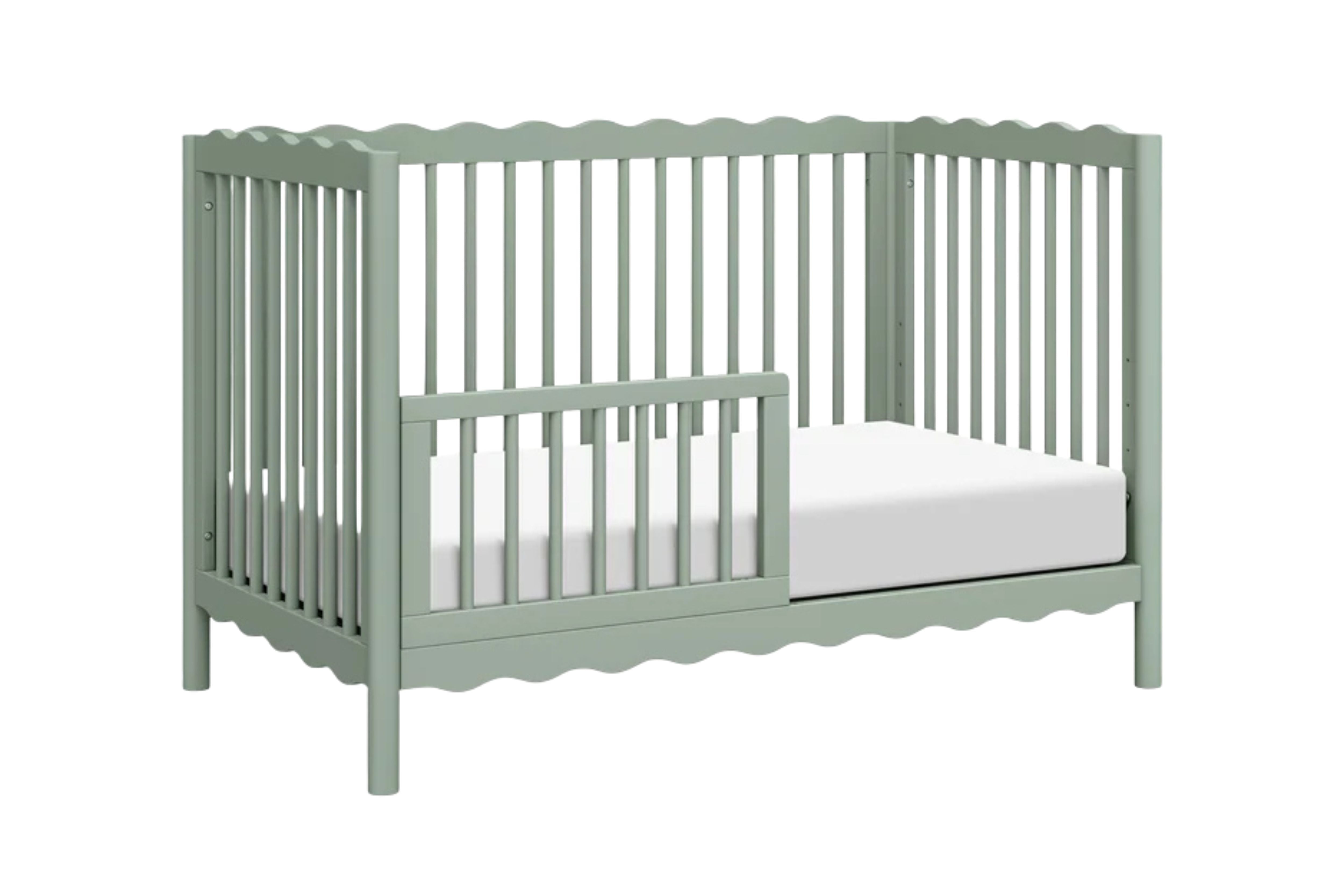 babyletto swell convertible crib light sage in toddler bed conversion#color_light-sage