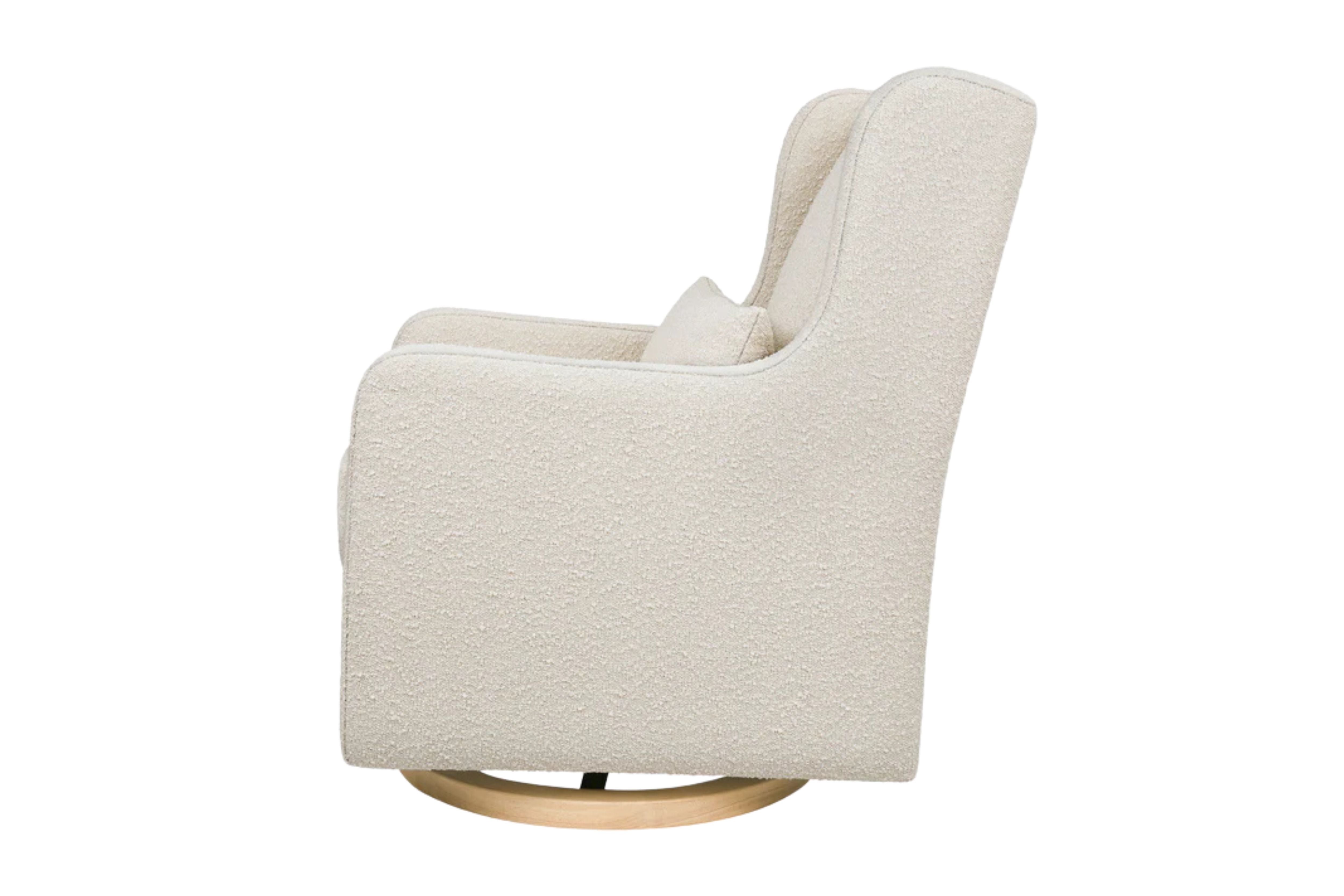 Babyletto wally swivel glider side view#color_ivory-boucle