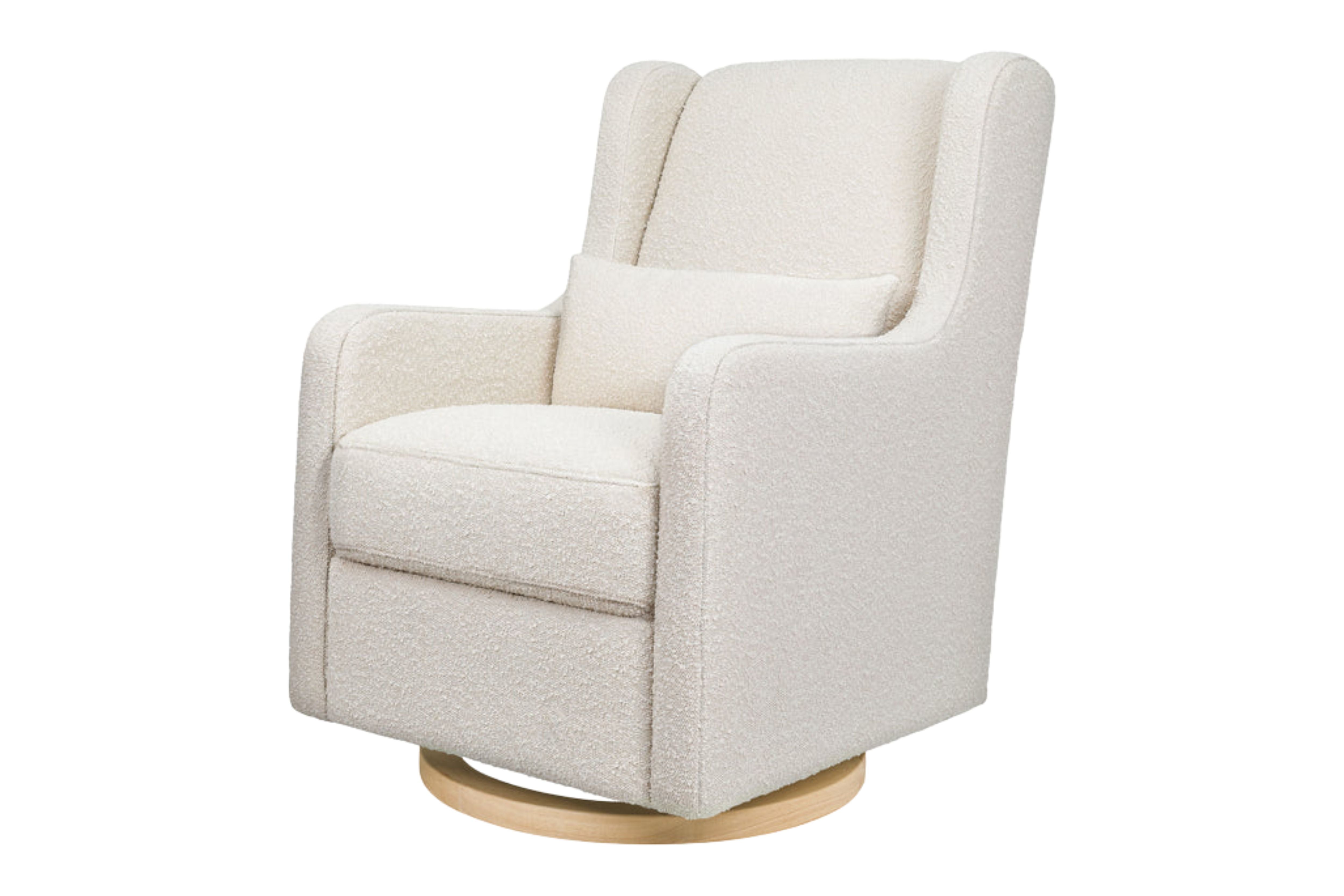 Babyletto wally swivel glider side view#color_ivory-boucle