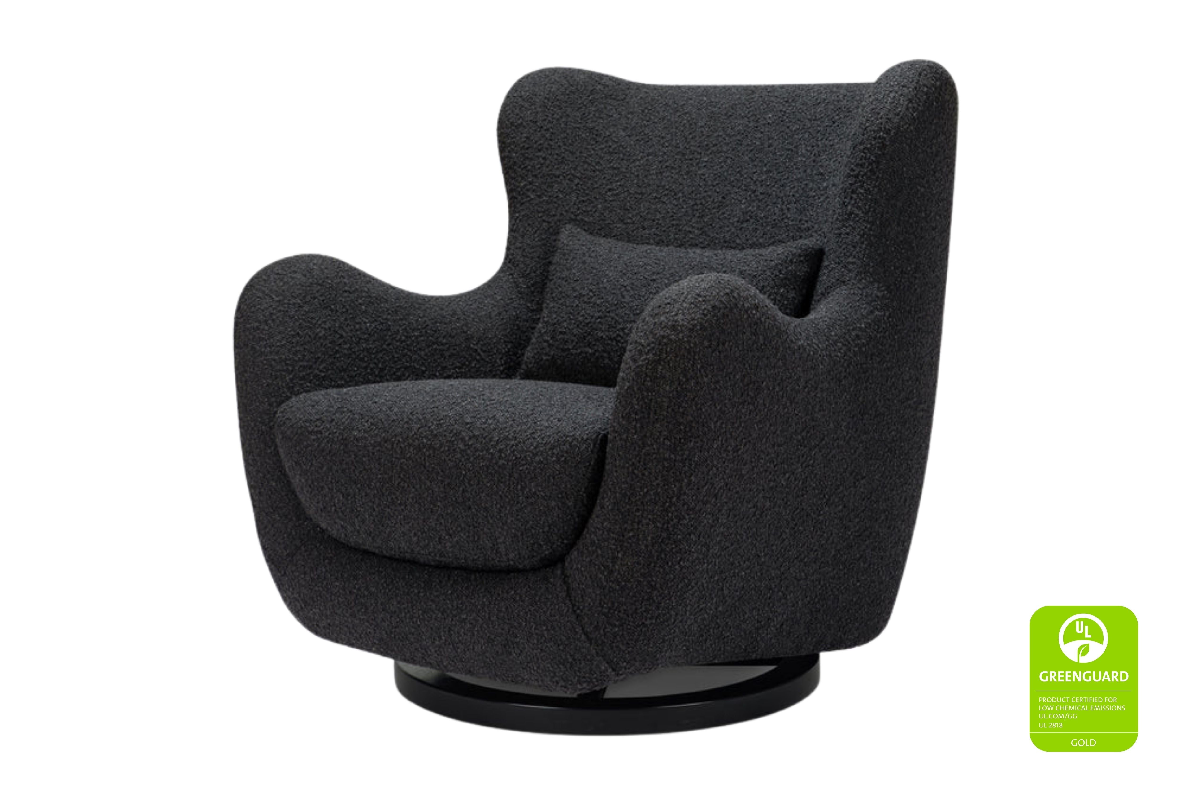 Nursery works solstice swivel glider black boucle#color_black-boucle-with-black-wood-base