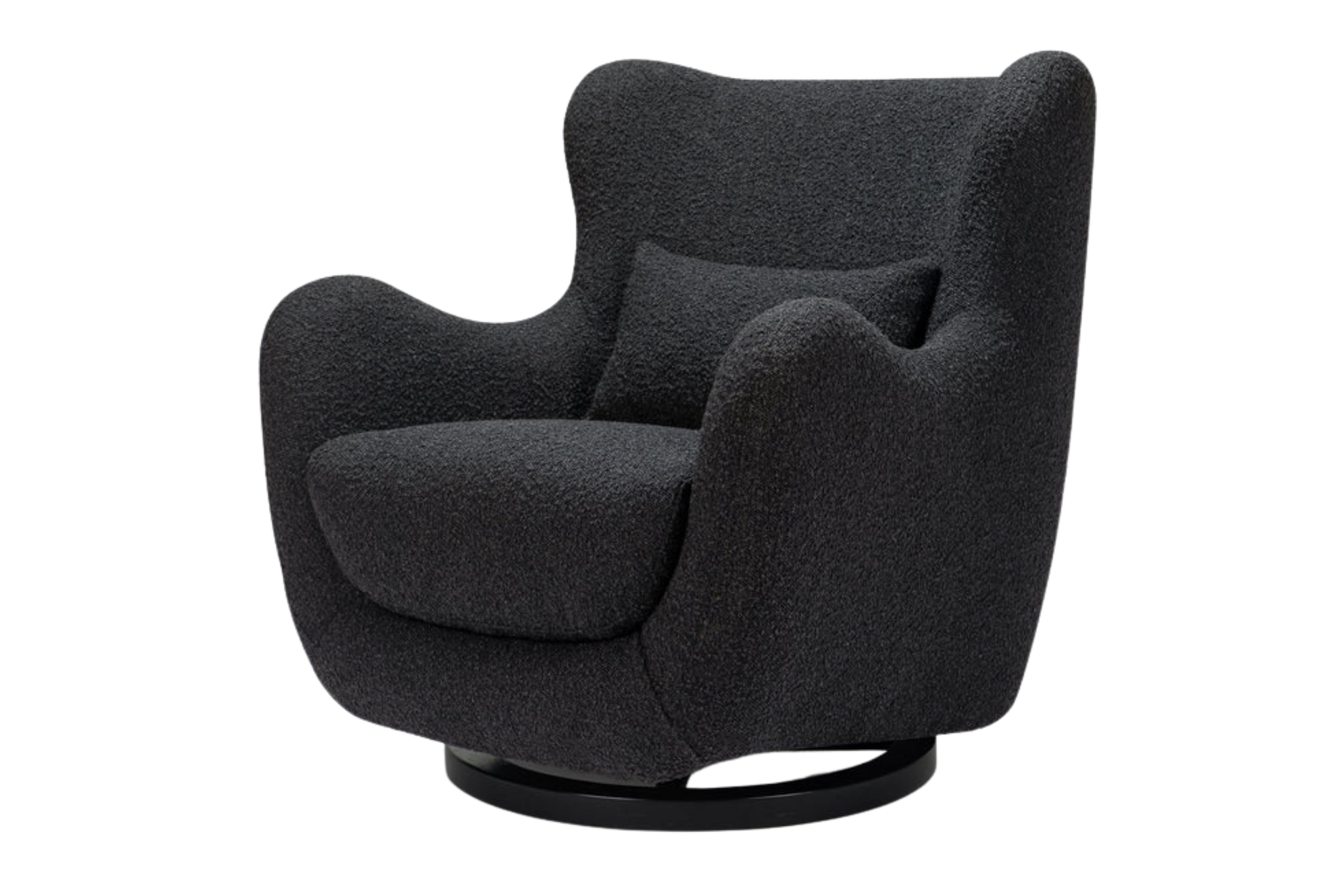 Nursery works solstice swivel glider black boucle#color_black-boucle-with-black-wood-base