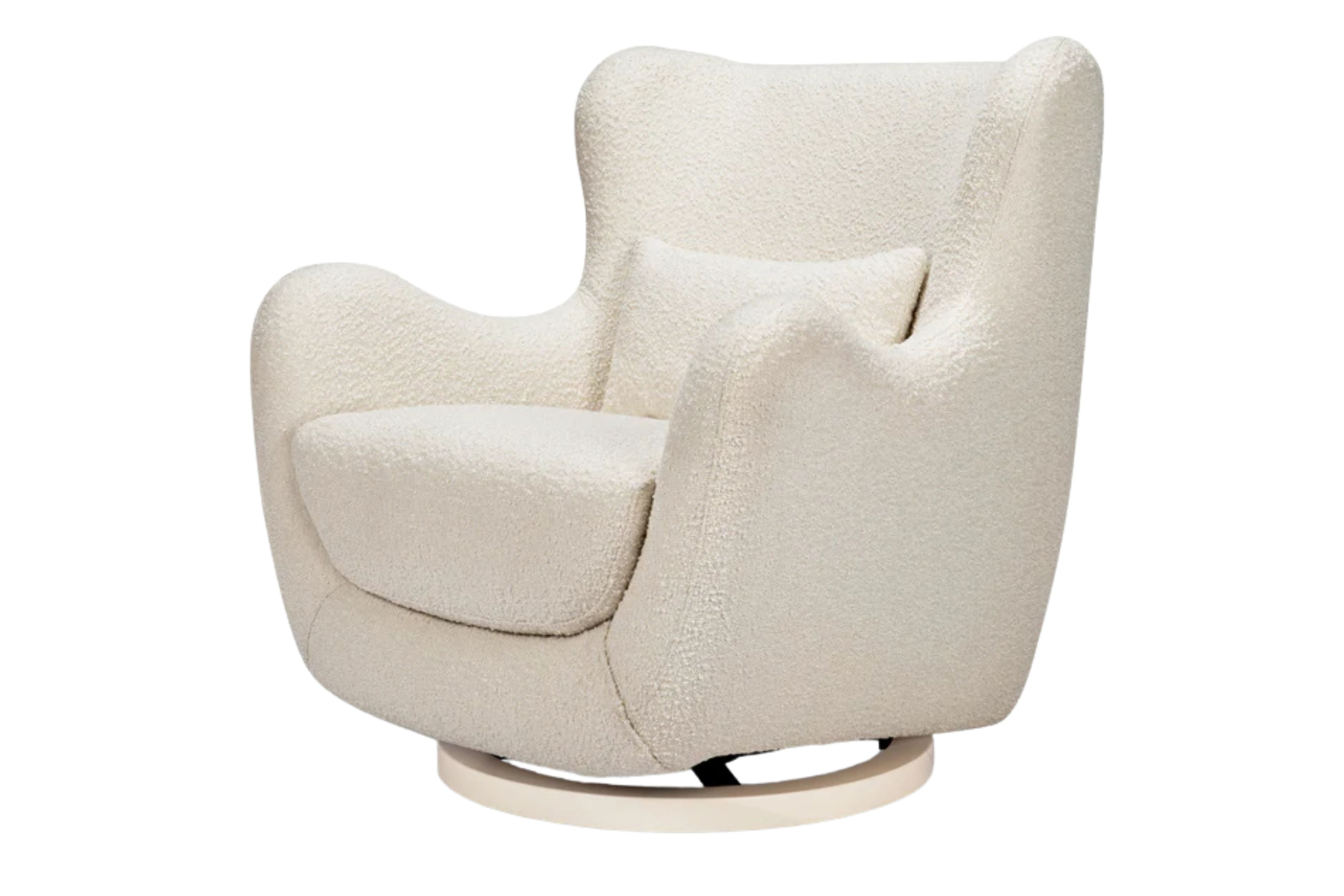 Nursery works solstice swivel glider ivory boucle#color_ivory-boucle-with-ivory-wood-base