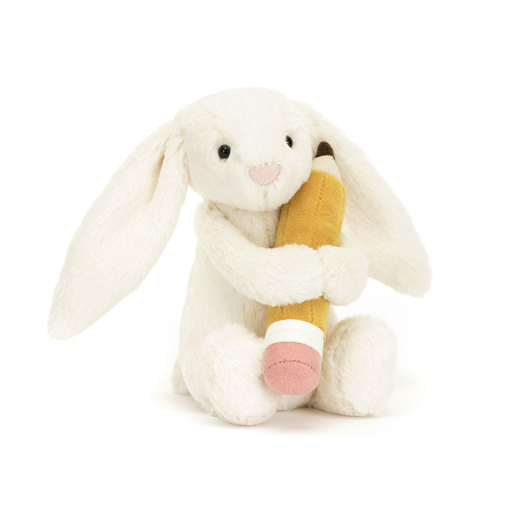 Jellycat Bashful Bunny with Pencil Front