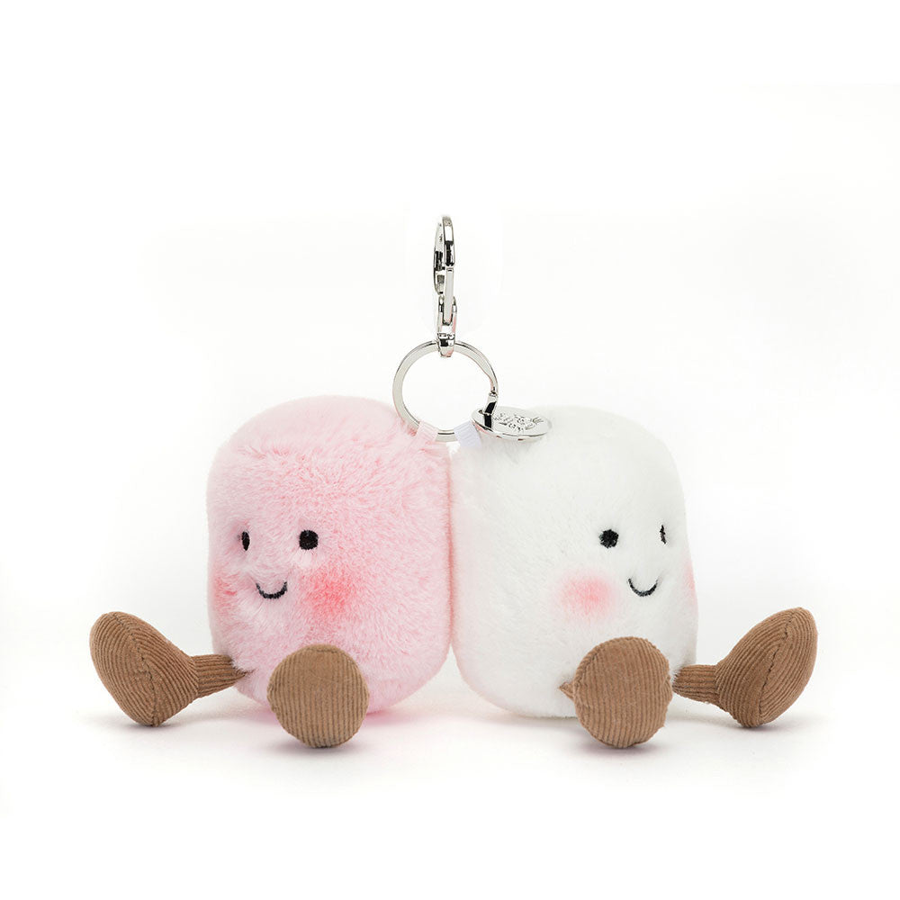 Jellycat Amuseable Pair of Marshmallows Bag Charm front view