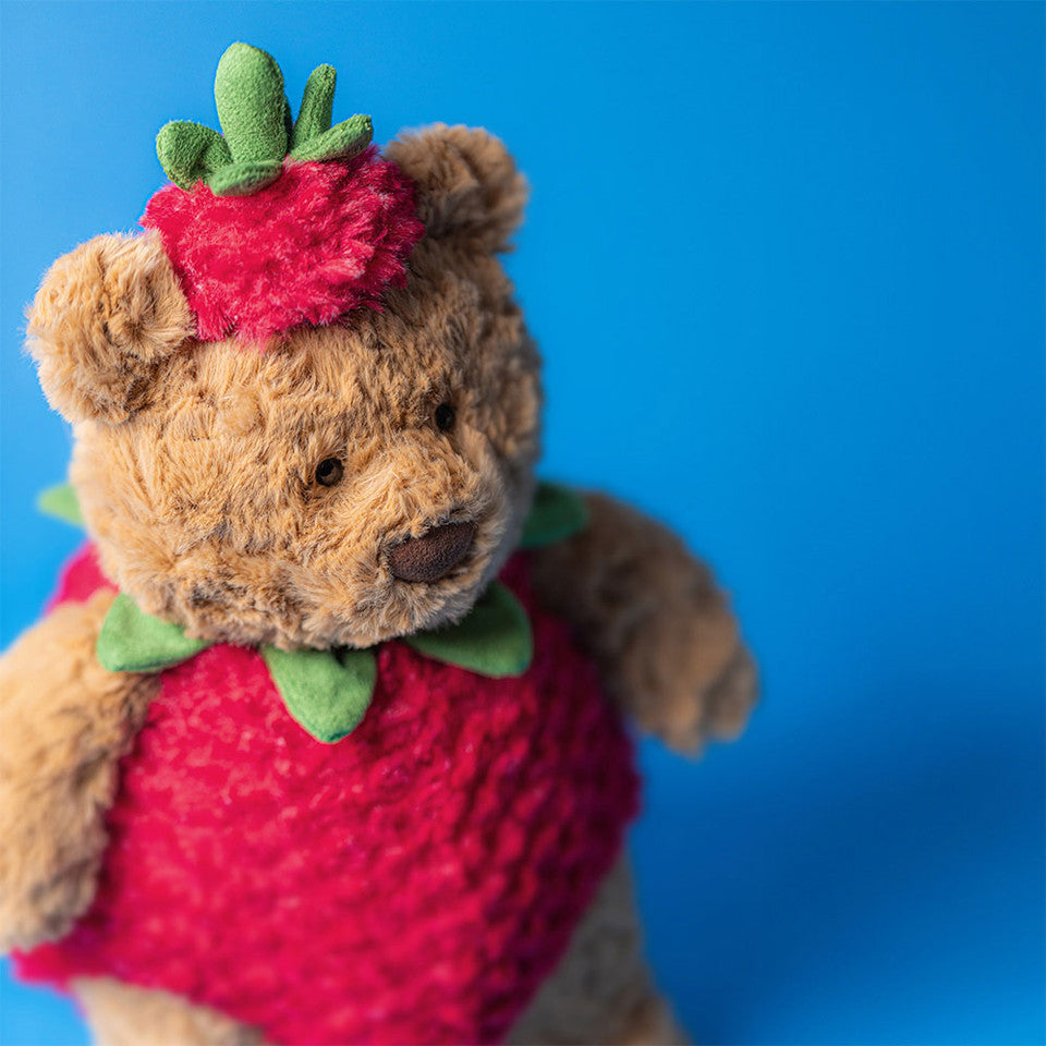 Jellycat Bartholomew Bear Strawberry top view