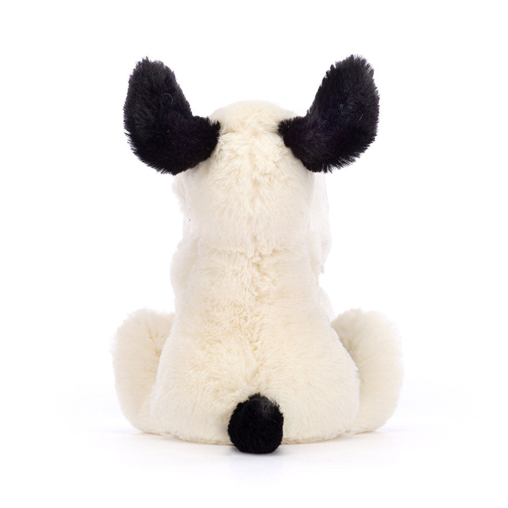 Jellycat Bashful Black & Cream Puppy Soother back view