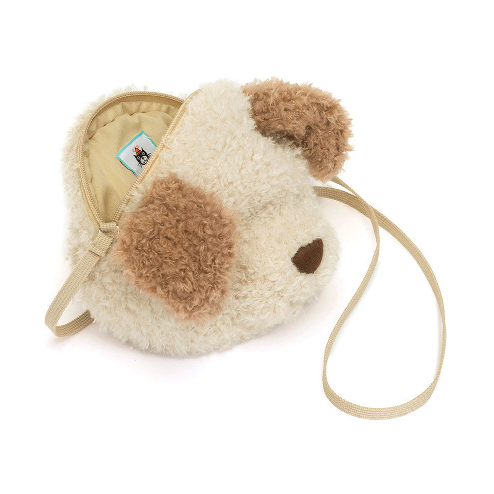 Jellycat Little Pup Bag opened zipper compartment