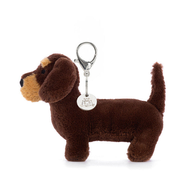 jellycat otto sausage dog bag charm