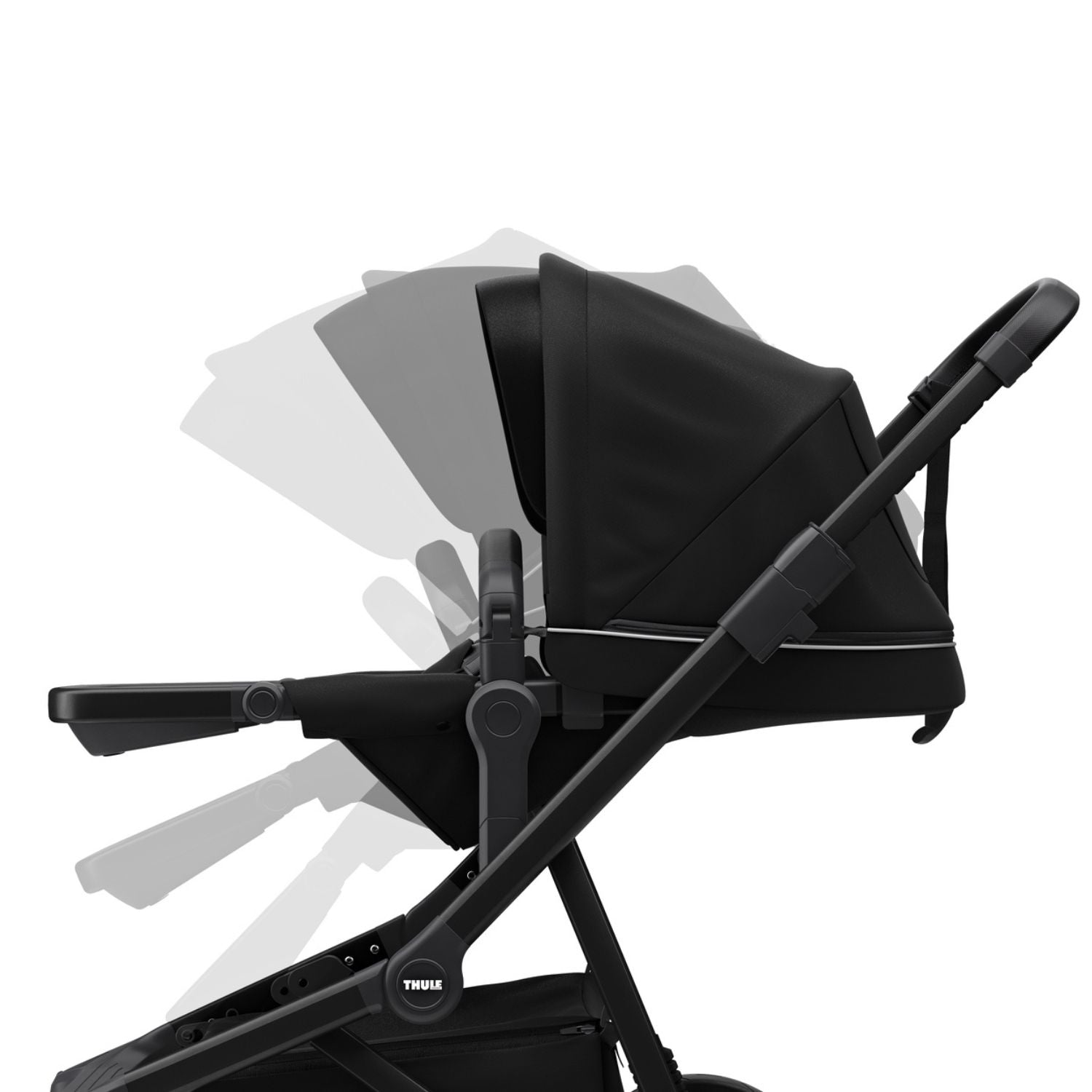 Thule Sleek Convertible Single to Double Urban Stroller Black Adjustable seat positions