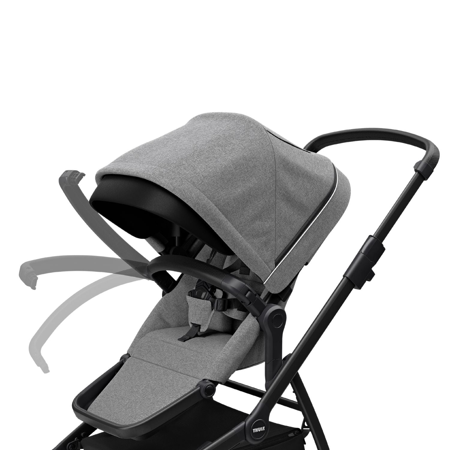 Thule Sleek Convertible Single to Double Urban Stroller Grey Bumper bar