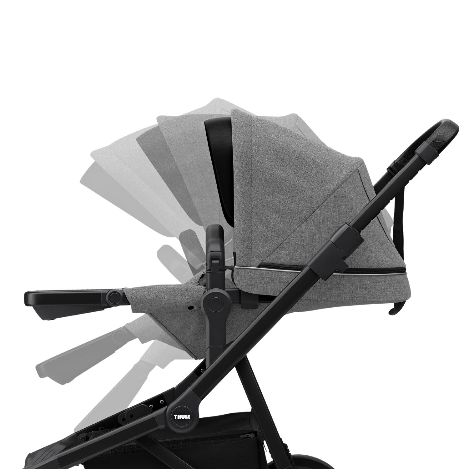 Thule Sleek Convertible Single to Double Urban Stroller Grey Adjustable seat positions