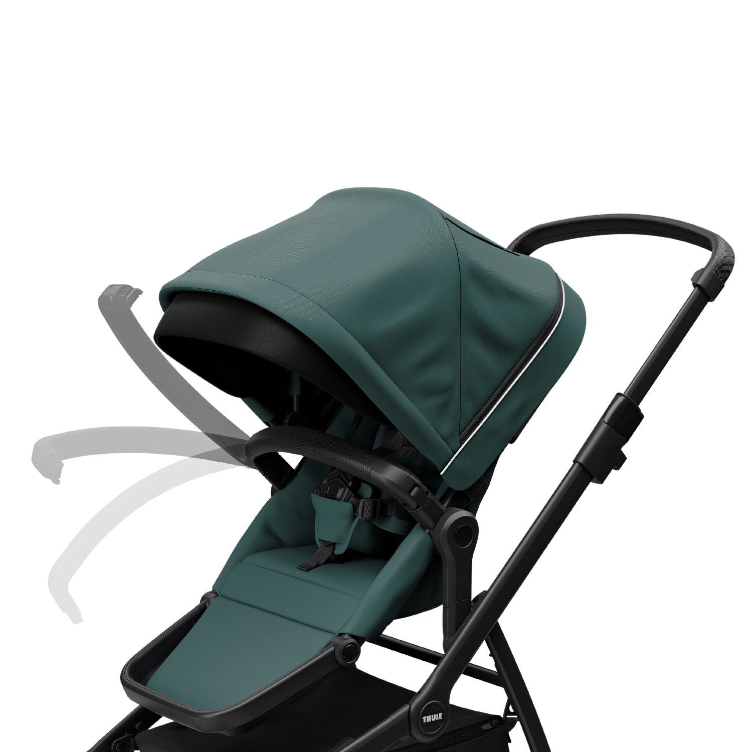 Thule Sleek Convertible Single to Double Urban Stroller MallardGreen Bumper bar