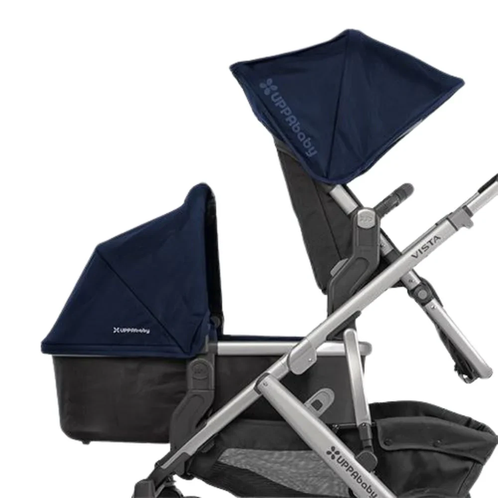 UPPAbaby Vista V2 & 2015+ Lower Adapters on the stroller with bassinet and seat unit