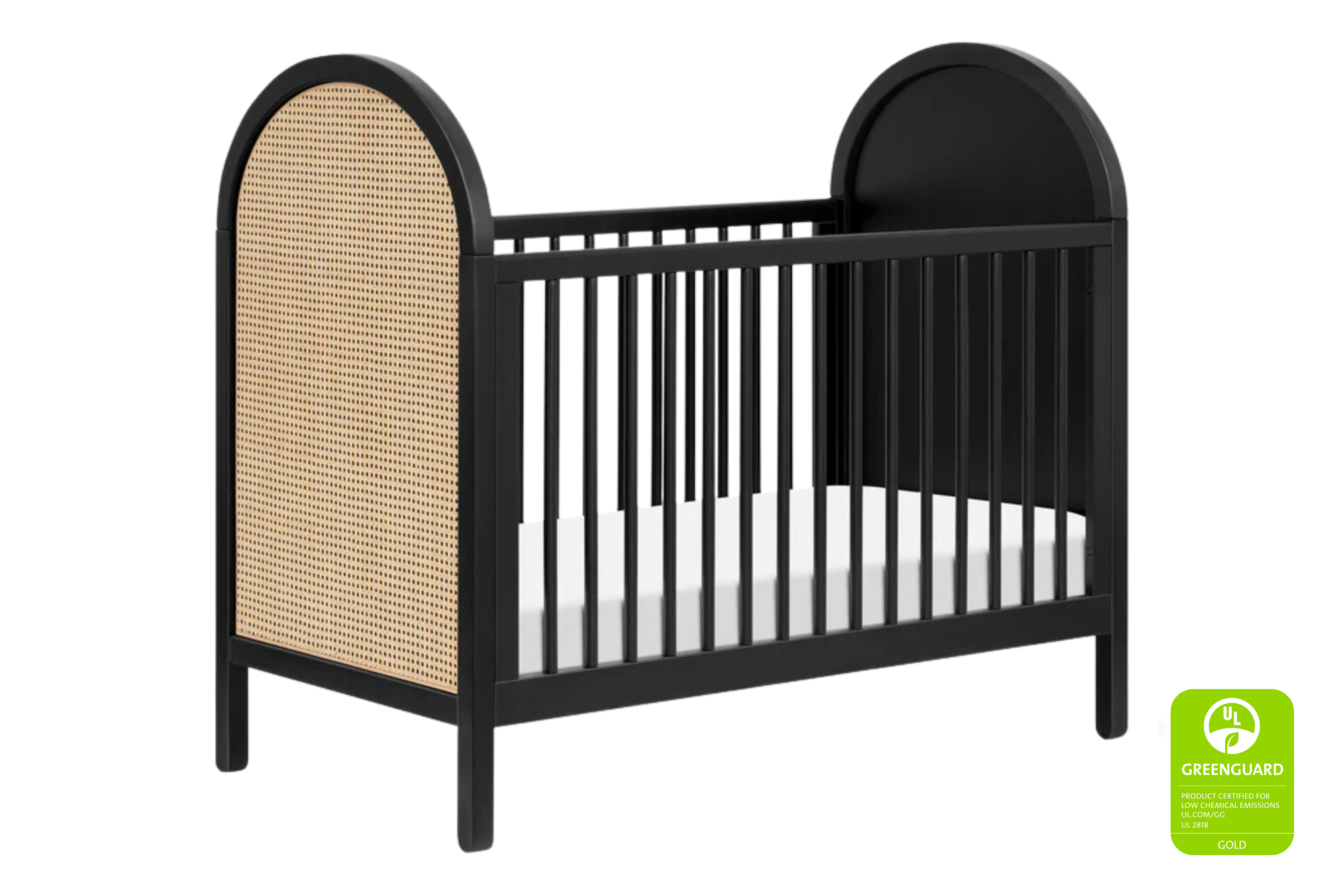  Babyletto Bondi Convertible Crib In Black with natural cane#color_black-with-natural-cane