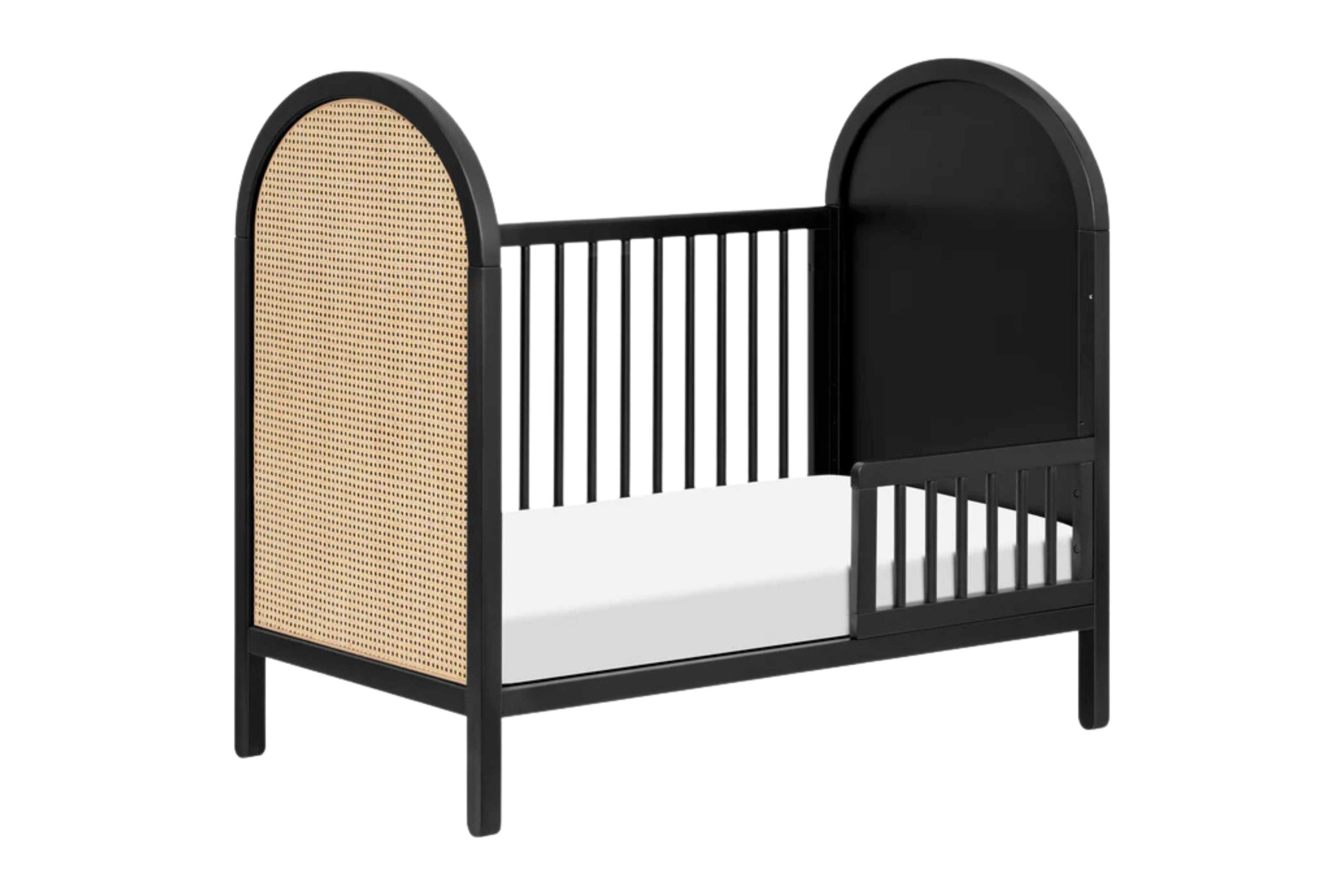 Babyletto Bondi Convertible Crib In Black with natural cane#color_black-with-natural-cane