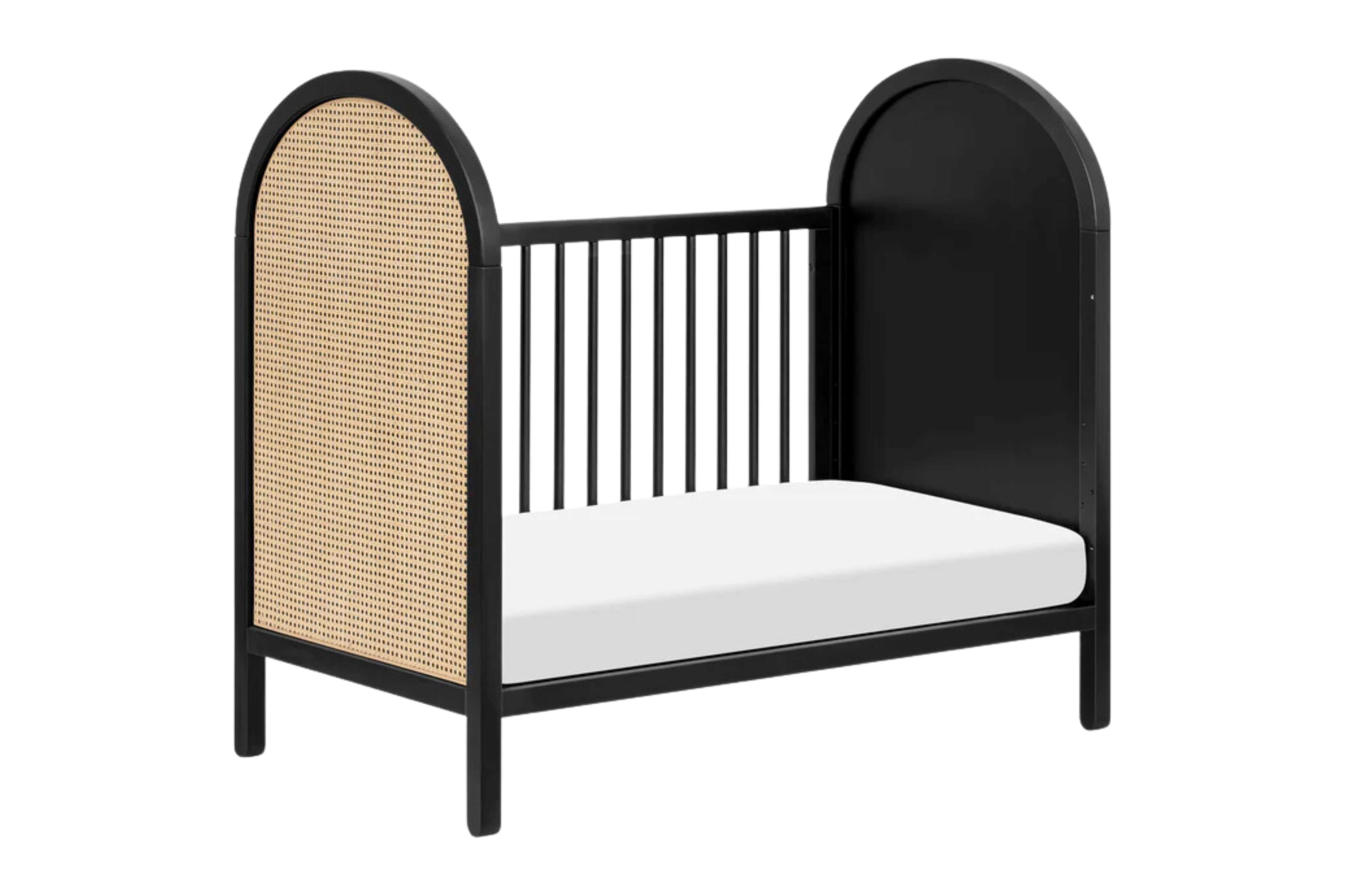 Babyletto Bondi Convertible Crib In Black with natural cane#color_black-with-natural-cane