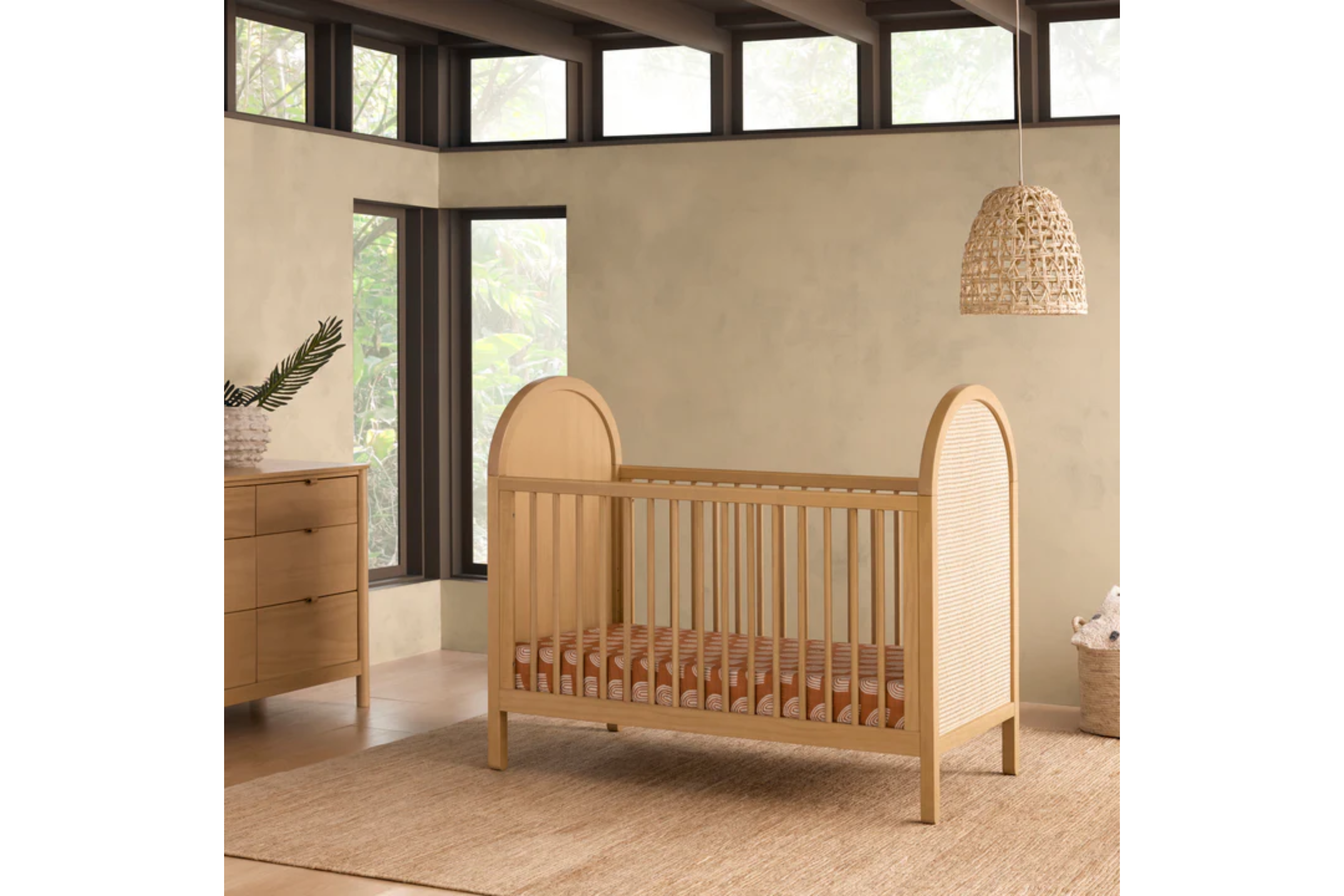 Babyletto Bondi Convertible Crib In Honey with natural cane#color_honey-with-natural-cane