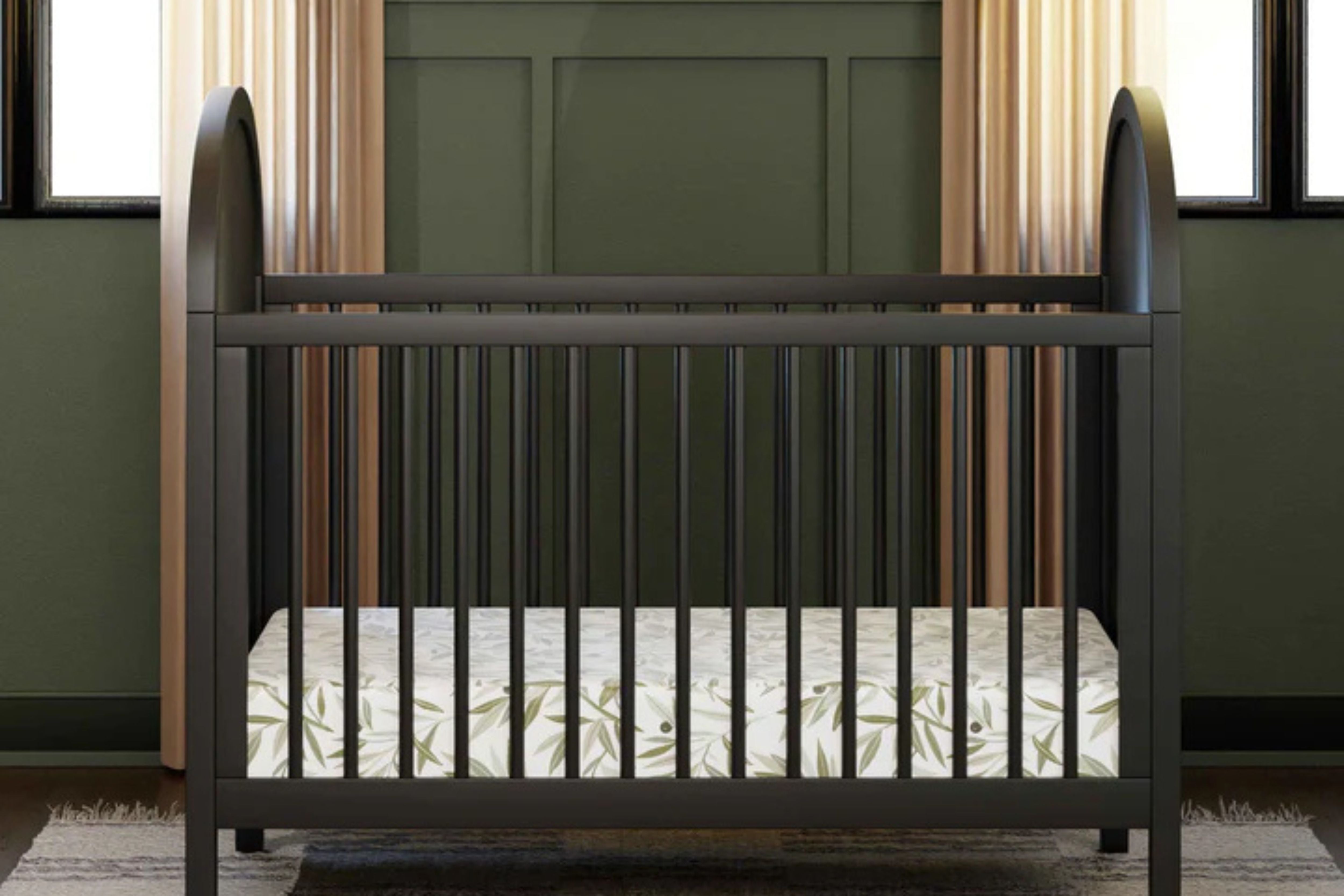  Babyletto Bondi Convertible Crib In Black with natural cane#color_black-with-natural-cane