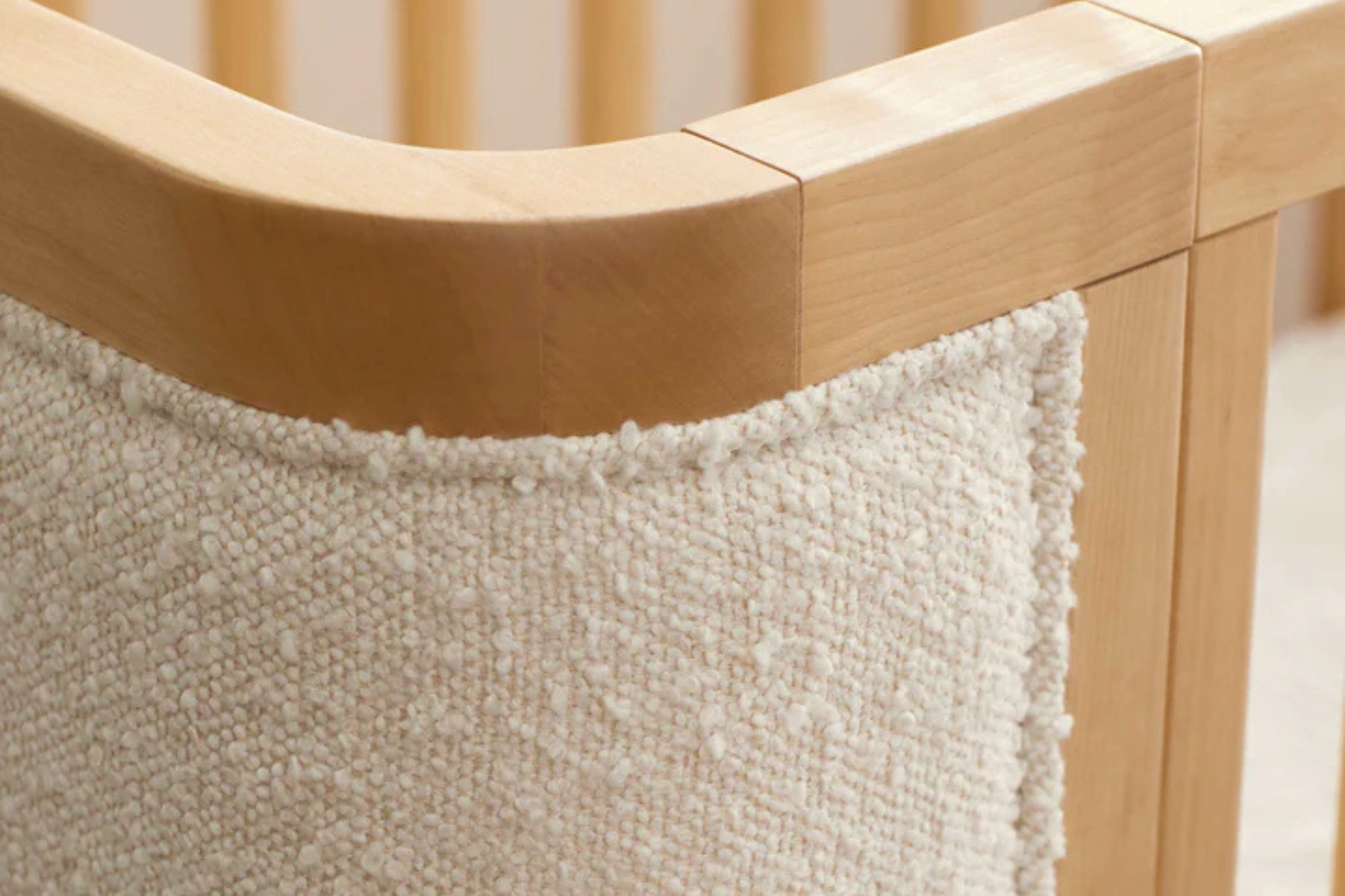 Babyletto Bondi Convertible Crib Honey With Ivory Boucle zoom in to boucle details#colour-honey-with-ivory