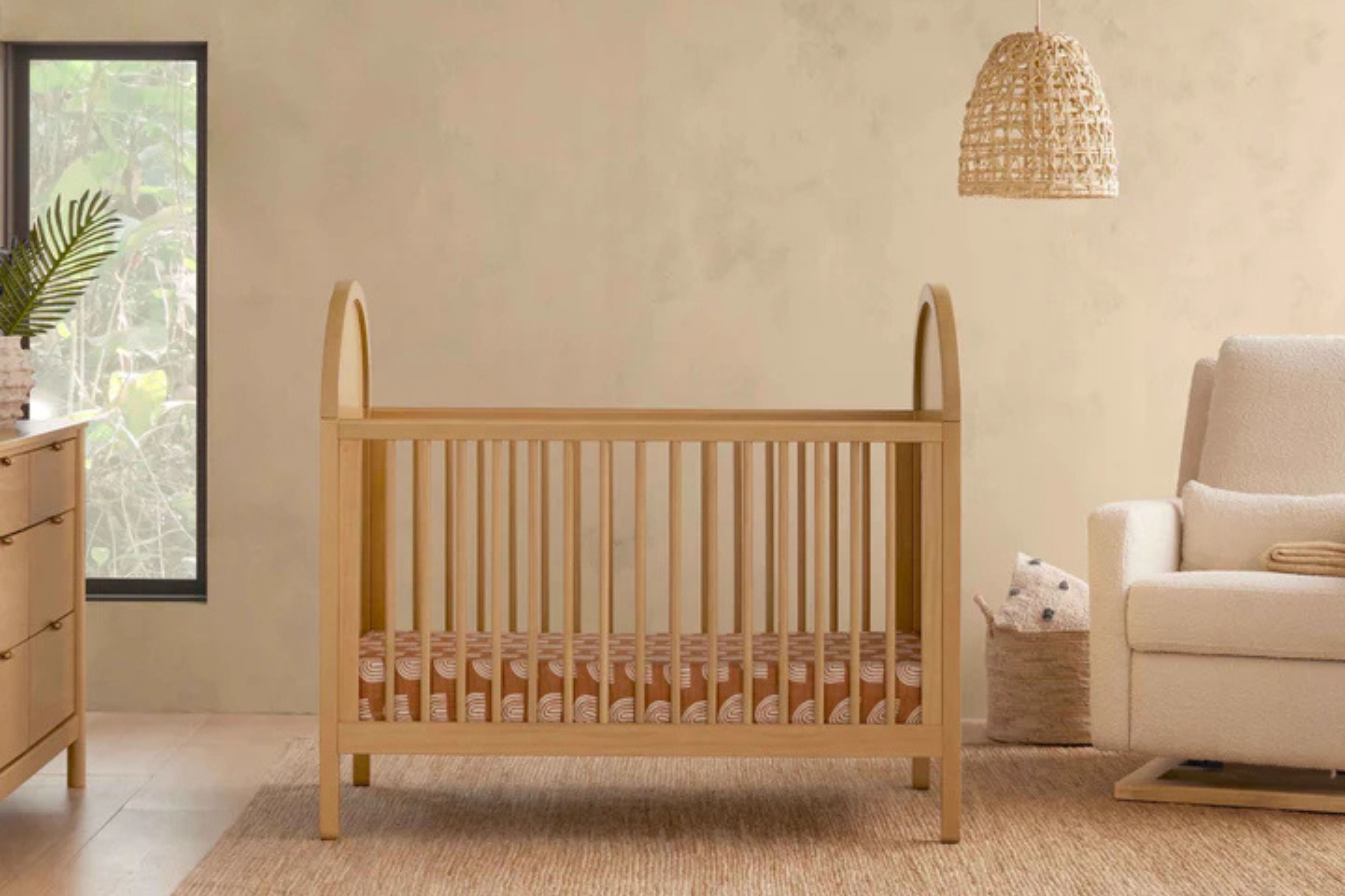 Babyletto Bondi Convertible Crib In Honey with natural cane#color_honey-with-natural-cane