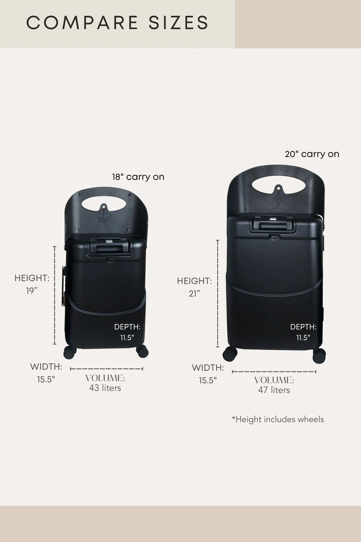 comparison between miamily 18inch luggage and 20inch luggage