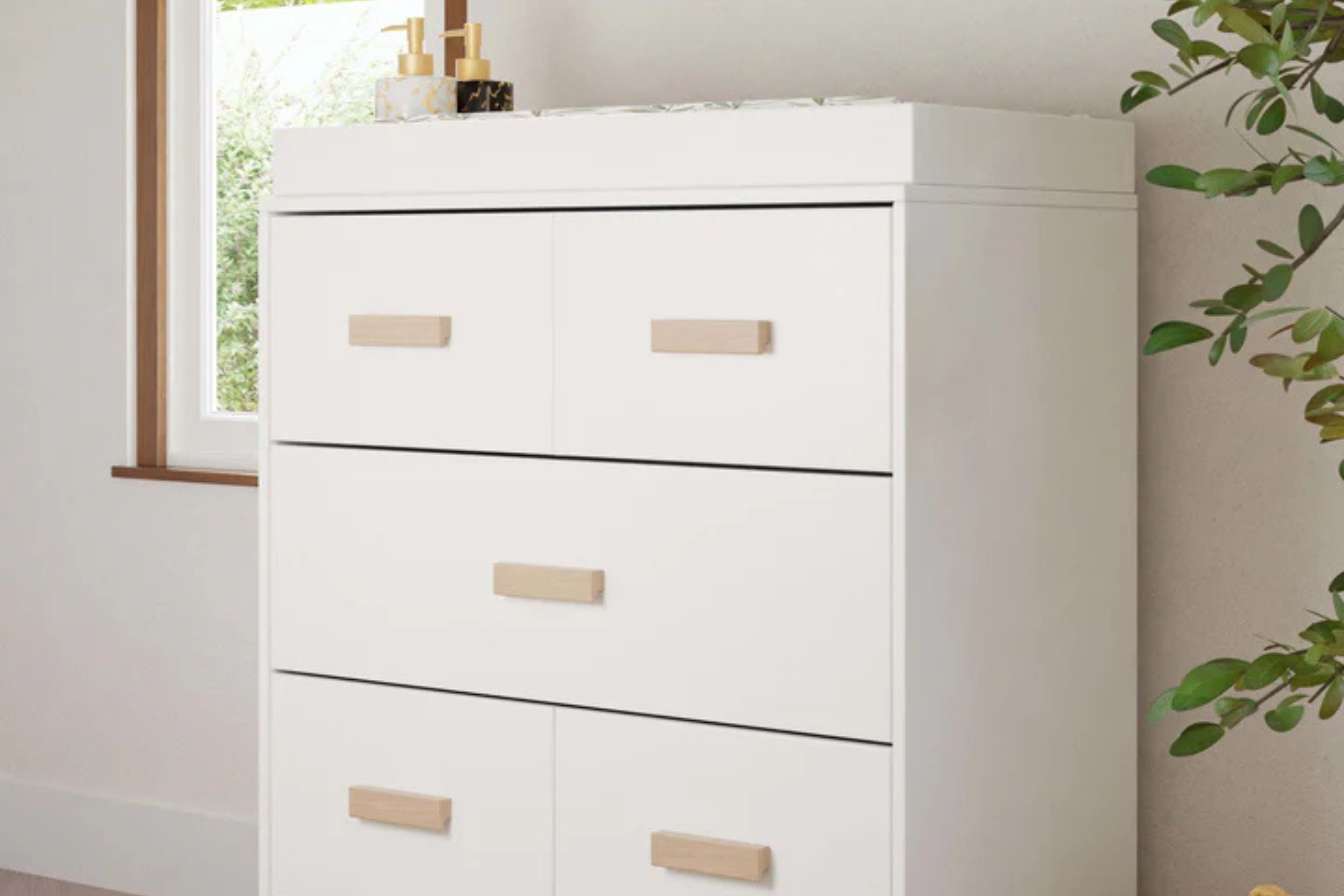 Babyletto Scoot 3-Drawer Dresser White & Washed#color_white-and-washed