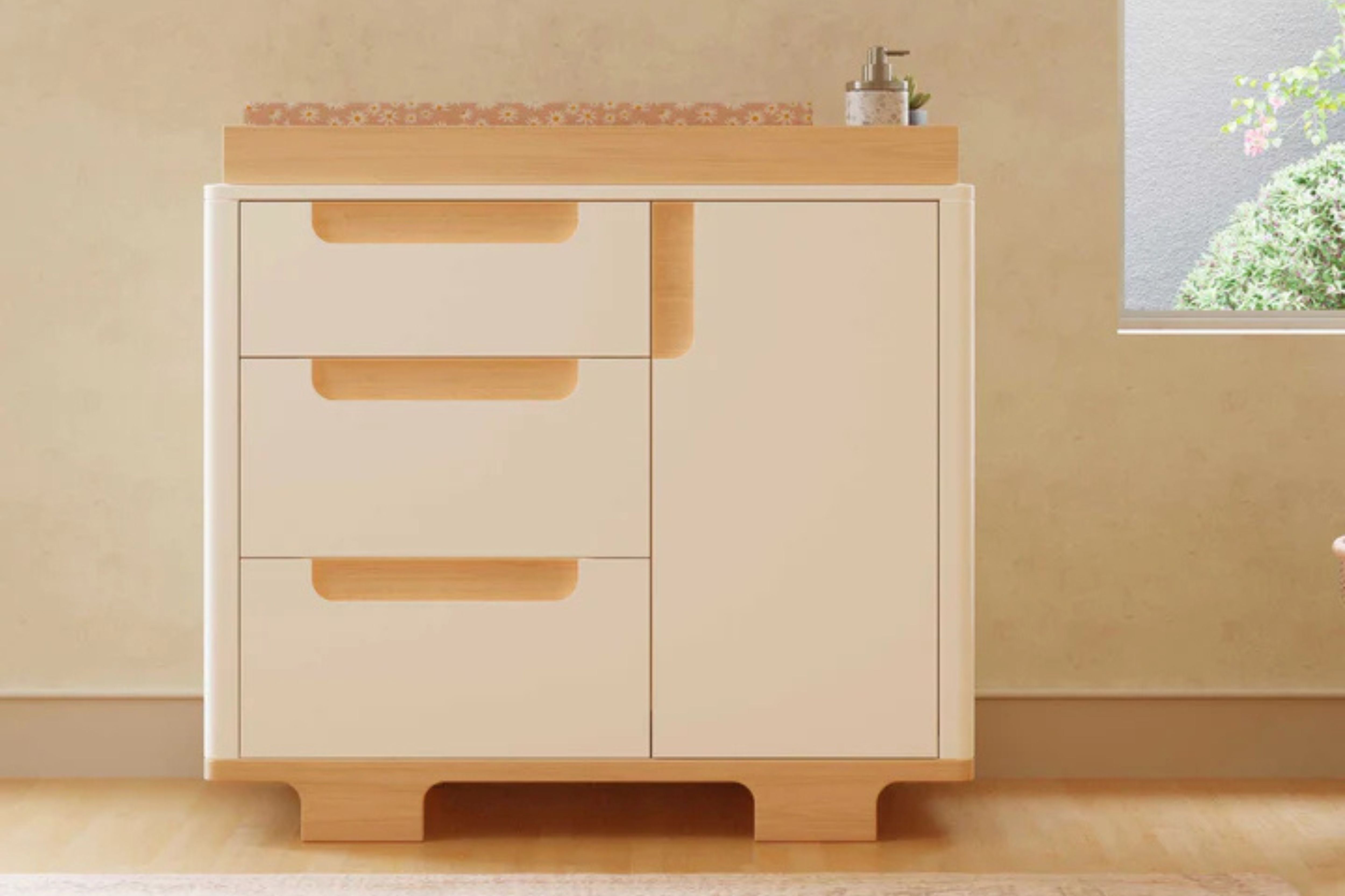 Babyletto Yuzu 3-Drawer Dresser White and Natural#color_white-and-natural