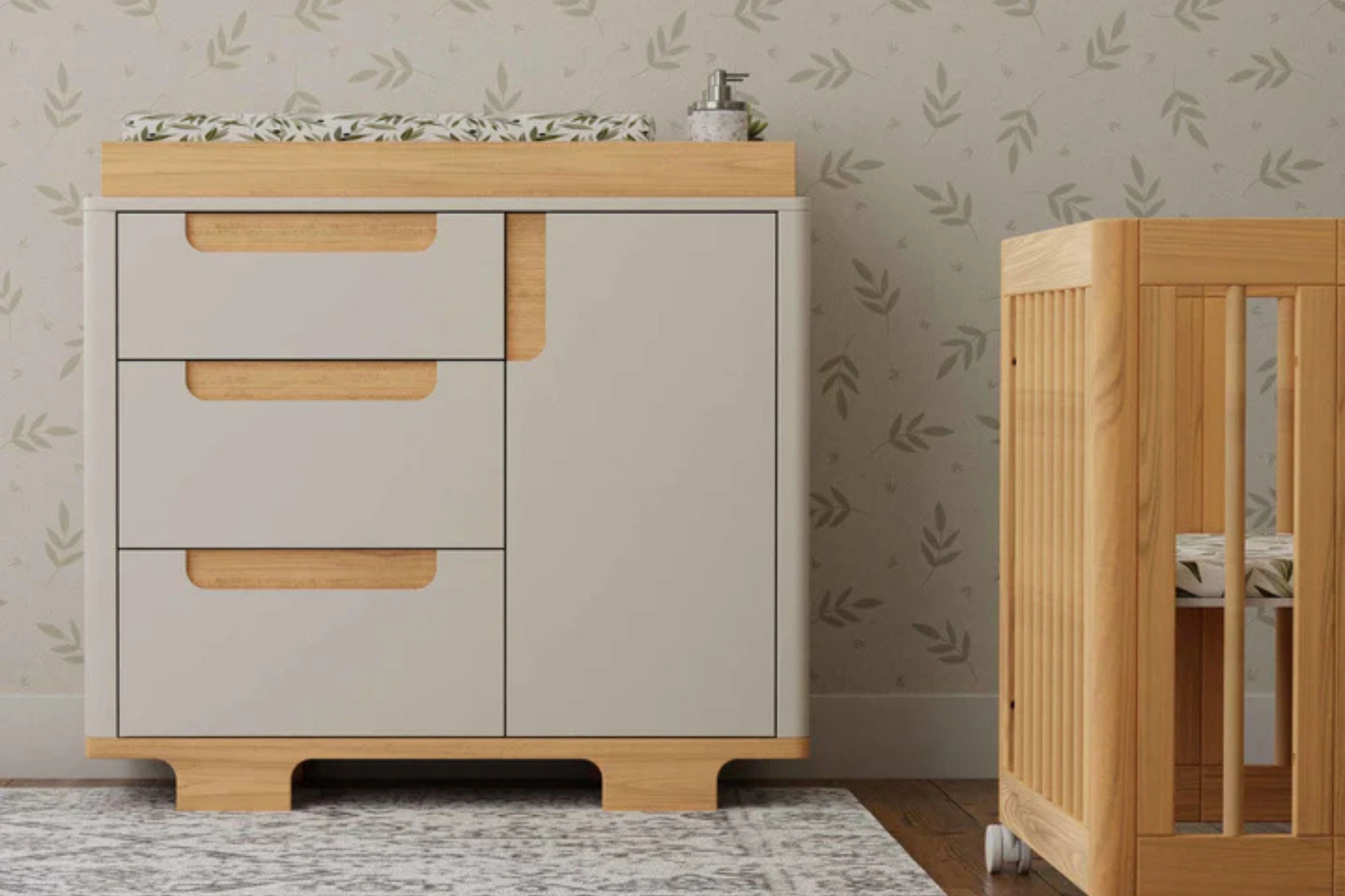 Babyletto Yuzu 3-Drawer Dresser White and Natural#color_white-and-natural