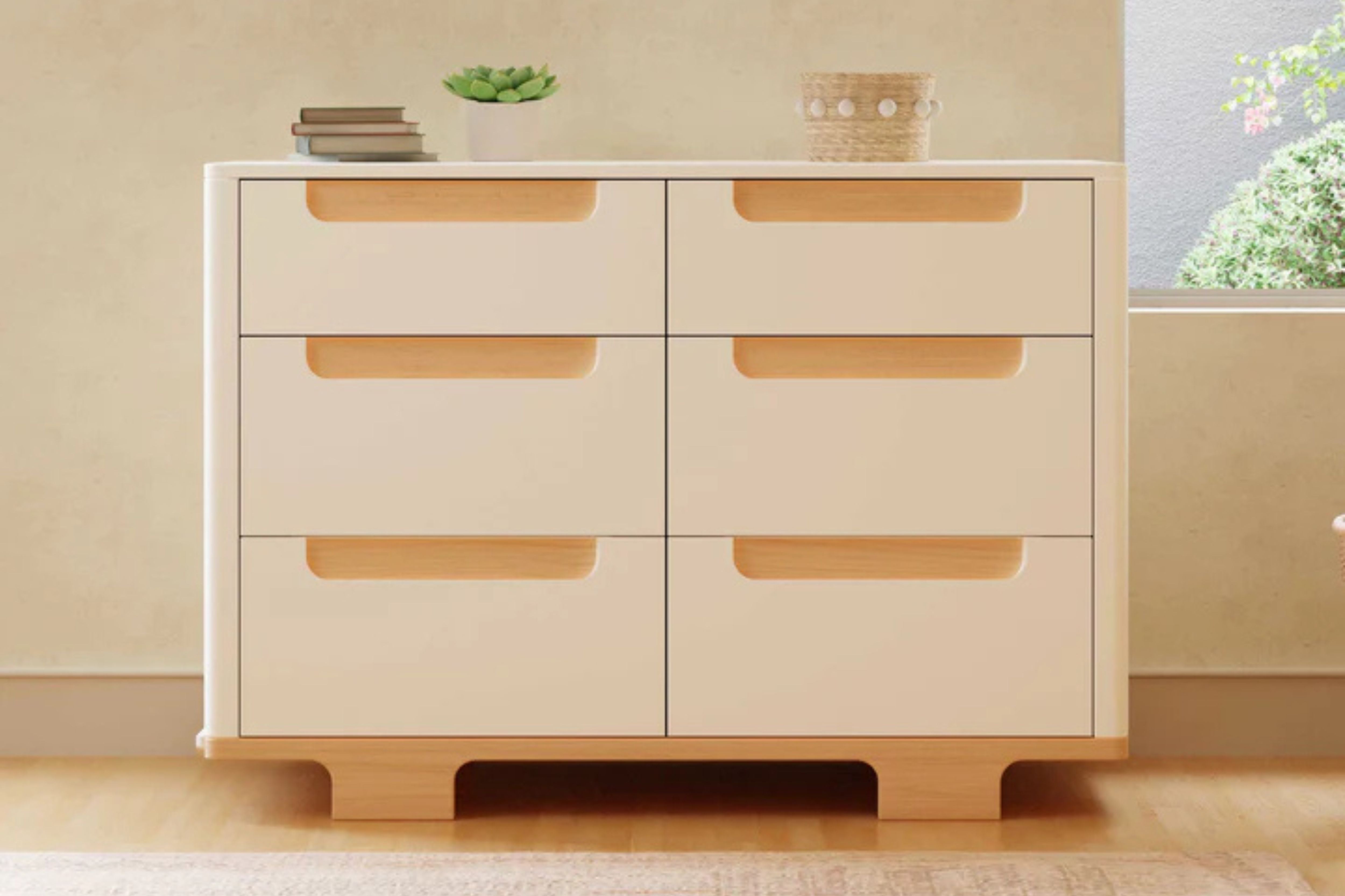 Babyletto Yuzu 6-Drawer Dresser White Natural#color_white-and-natural