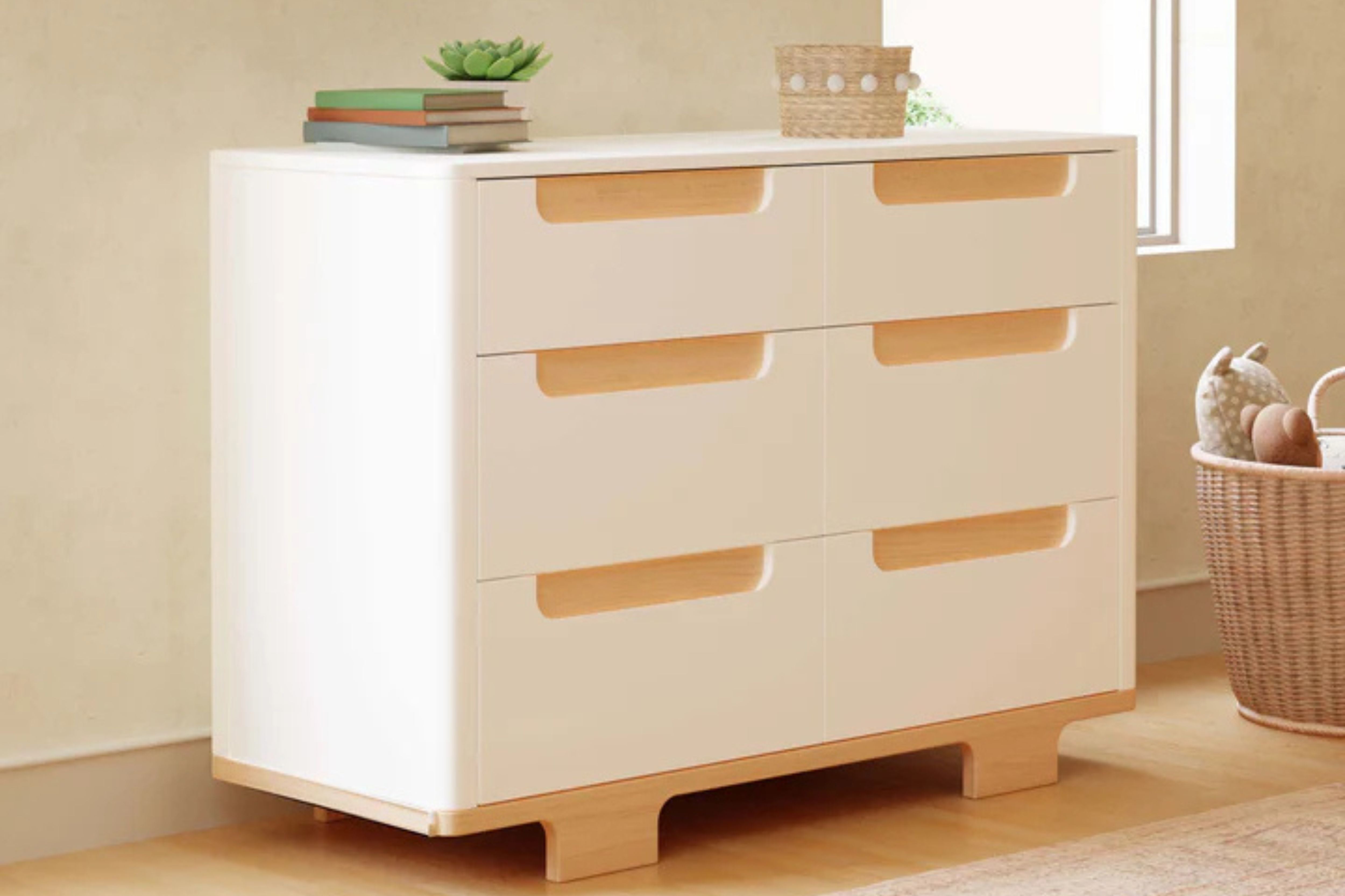 Babyletto Yuzu 6-Drawer Dresser White Natural#color_white-and-natural