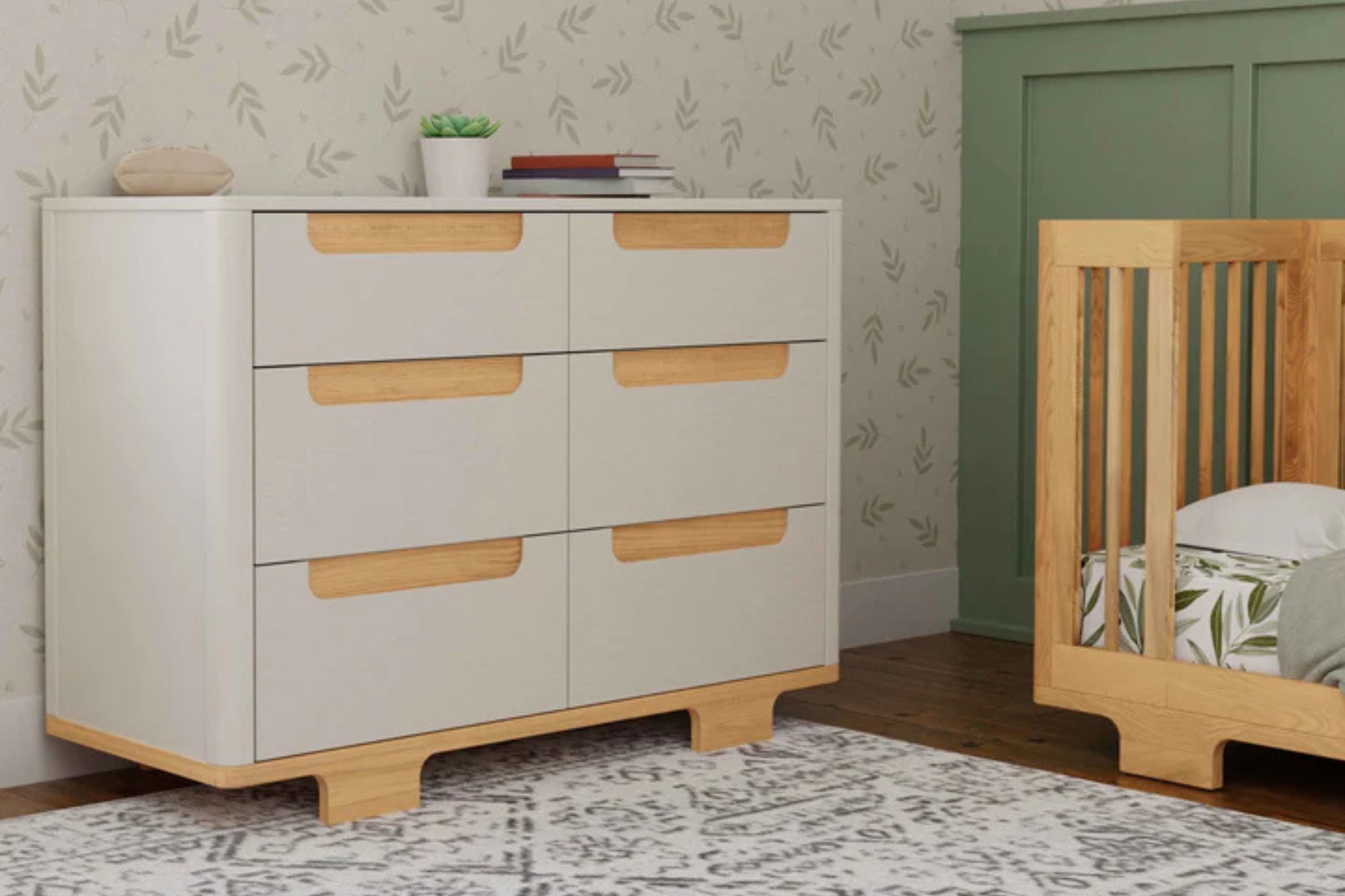 Babyletto Yuzu 6-Drawer Dresser White Natural#color_white-and-natural