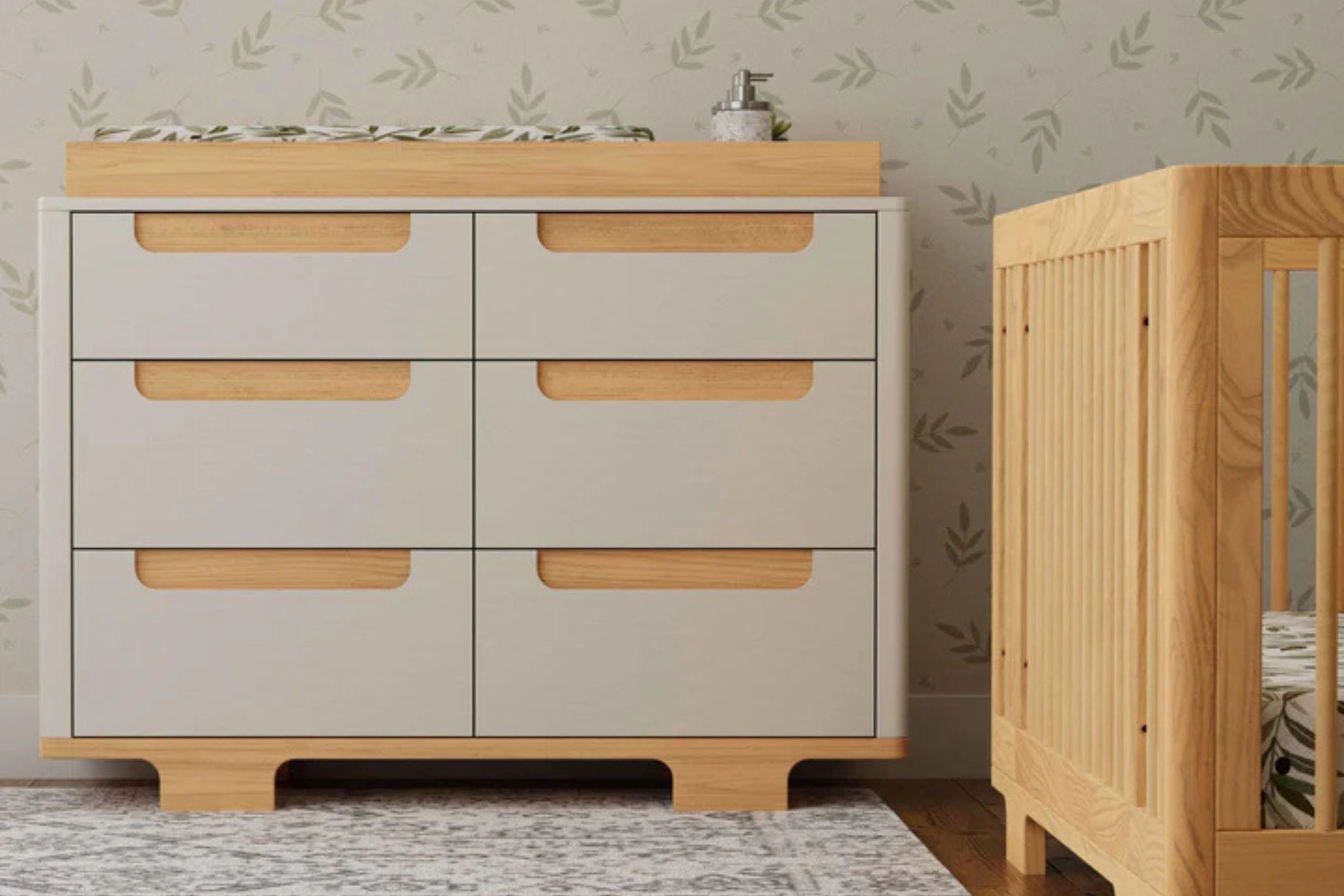 Babyletto Yuzu 6-Drawer Dresser White Natural#color_white-and-natural