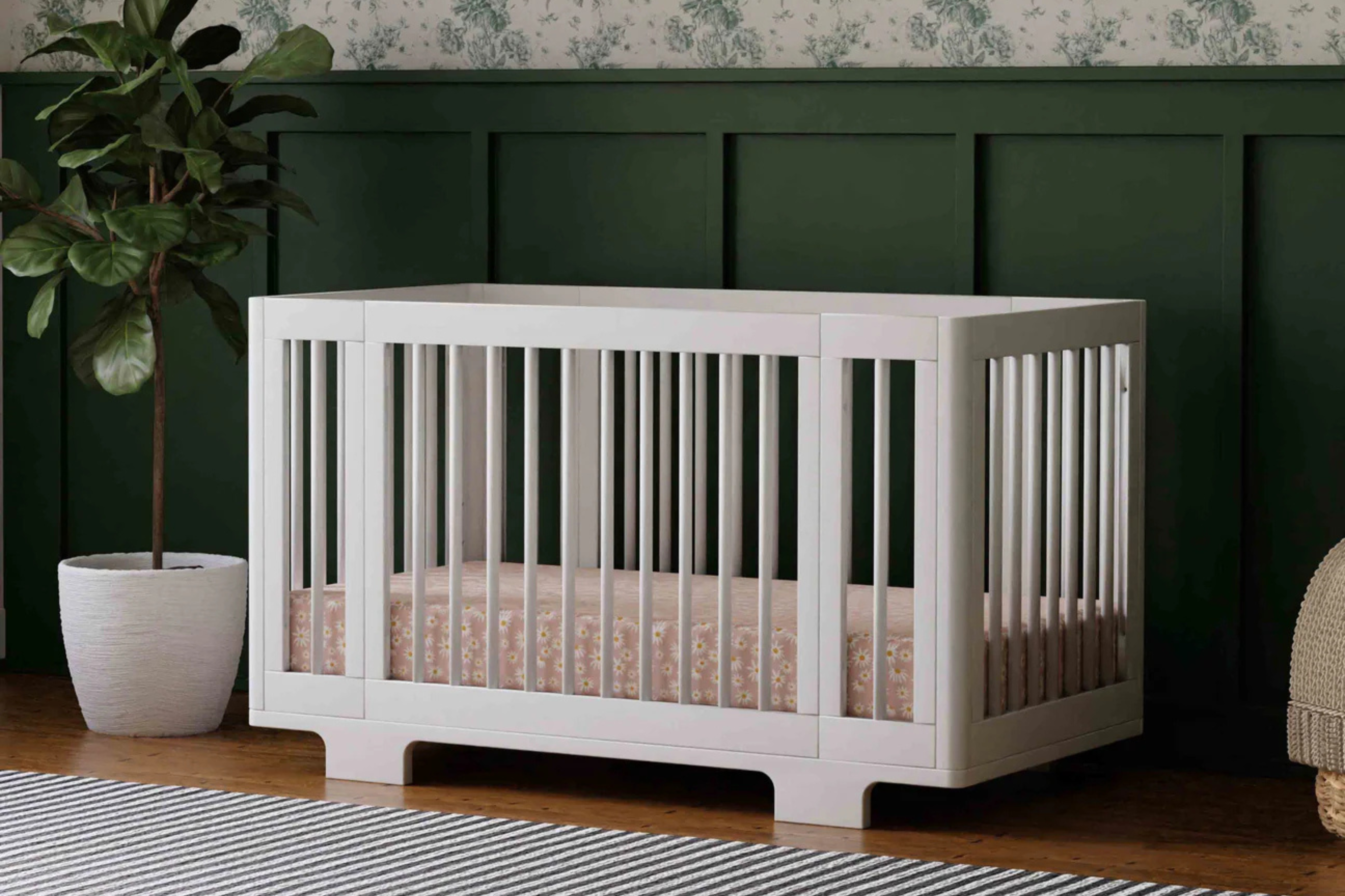 Babyletto Yuzu 8-in-1 Convertible Crib White full size crib#color_white