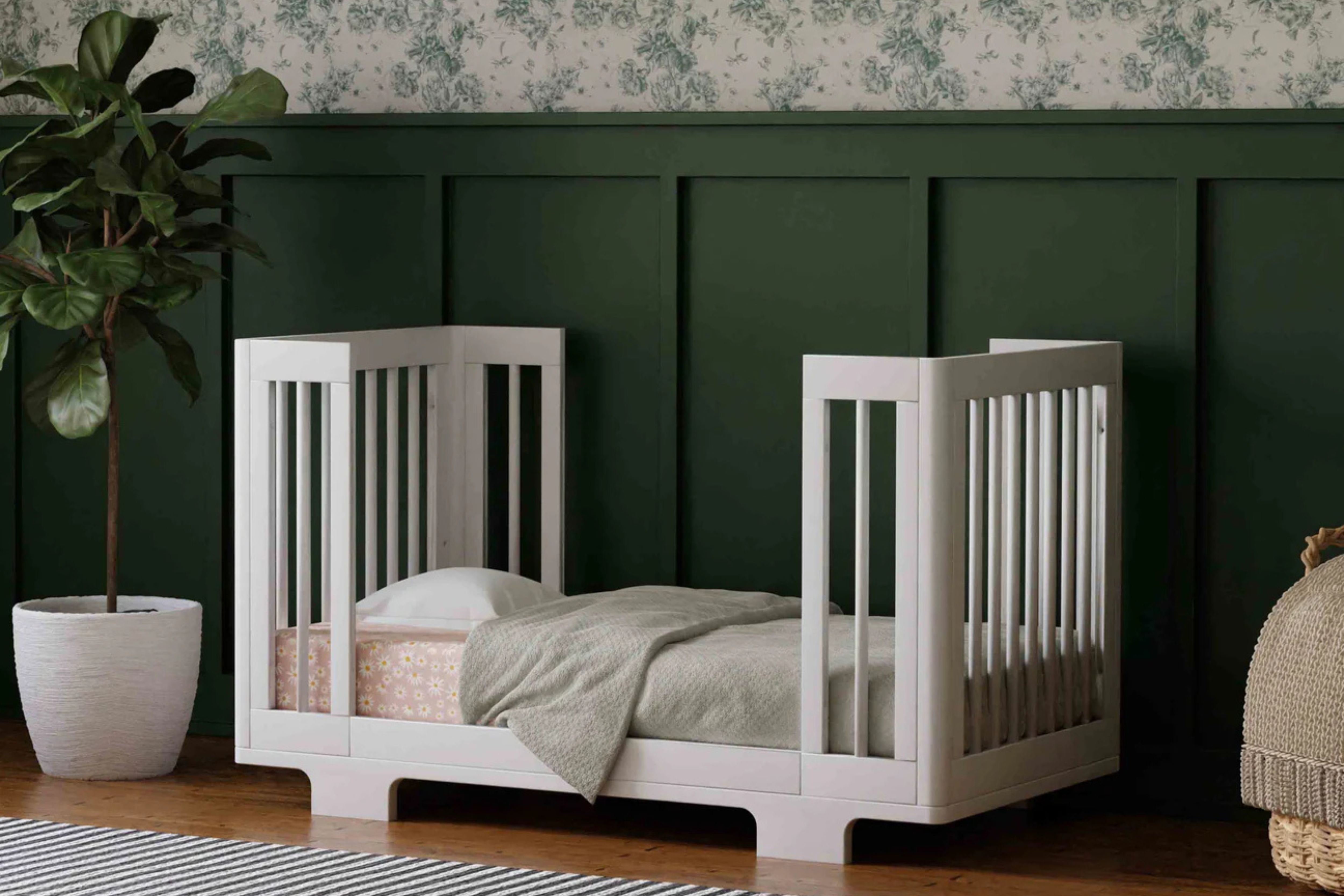 Babyletto Yuzu 8-in-1 Convertible Crib White junior bed configuration#color_white